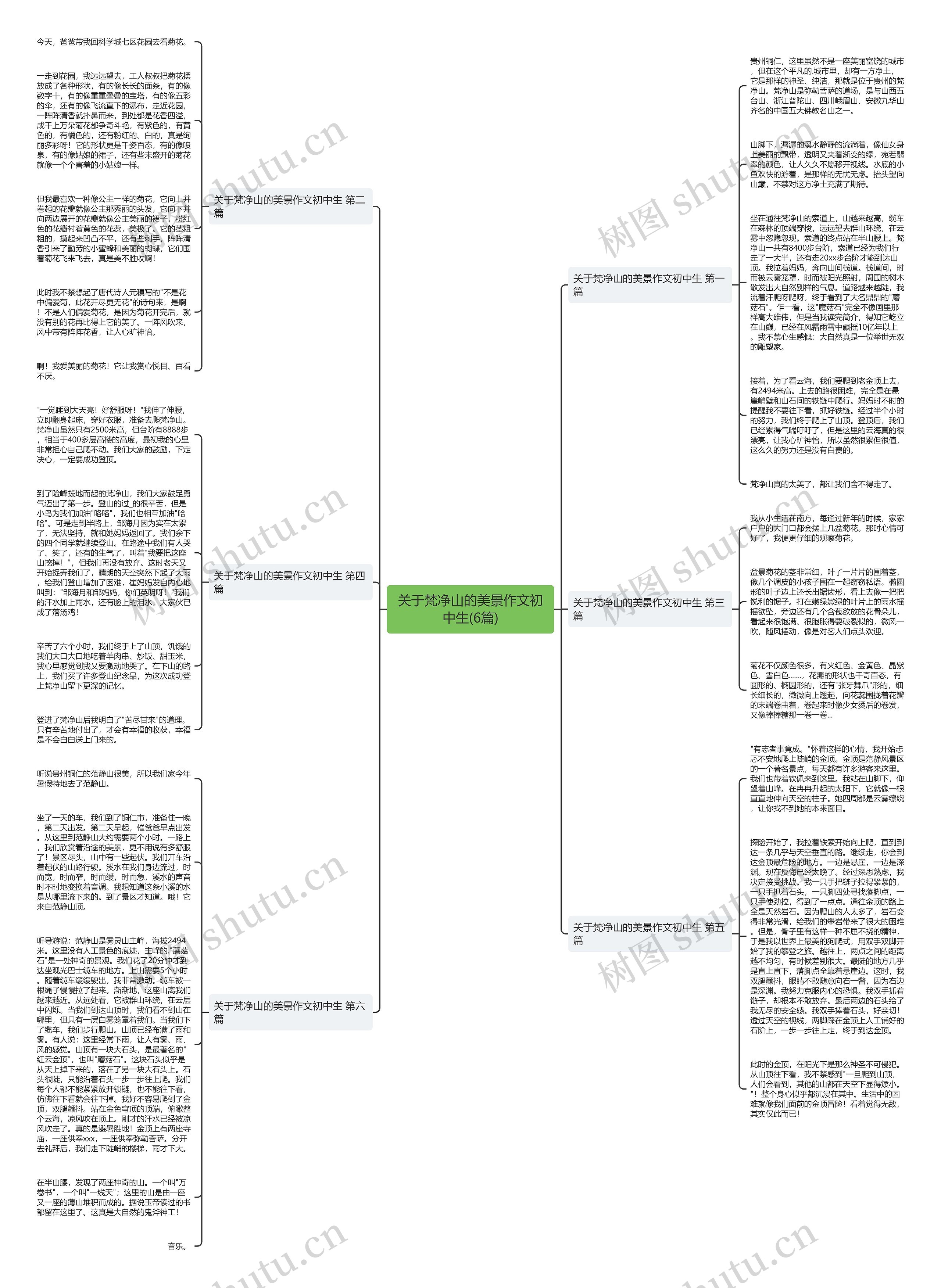 关于梵净山的美景作文初中生(6篇)思维导图