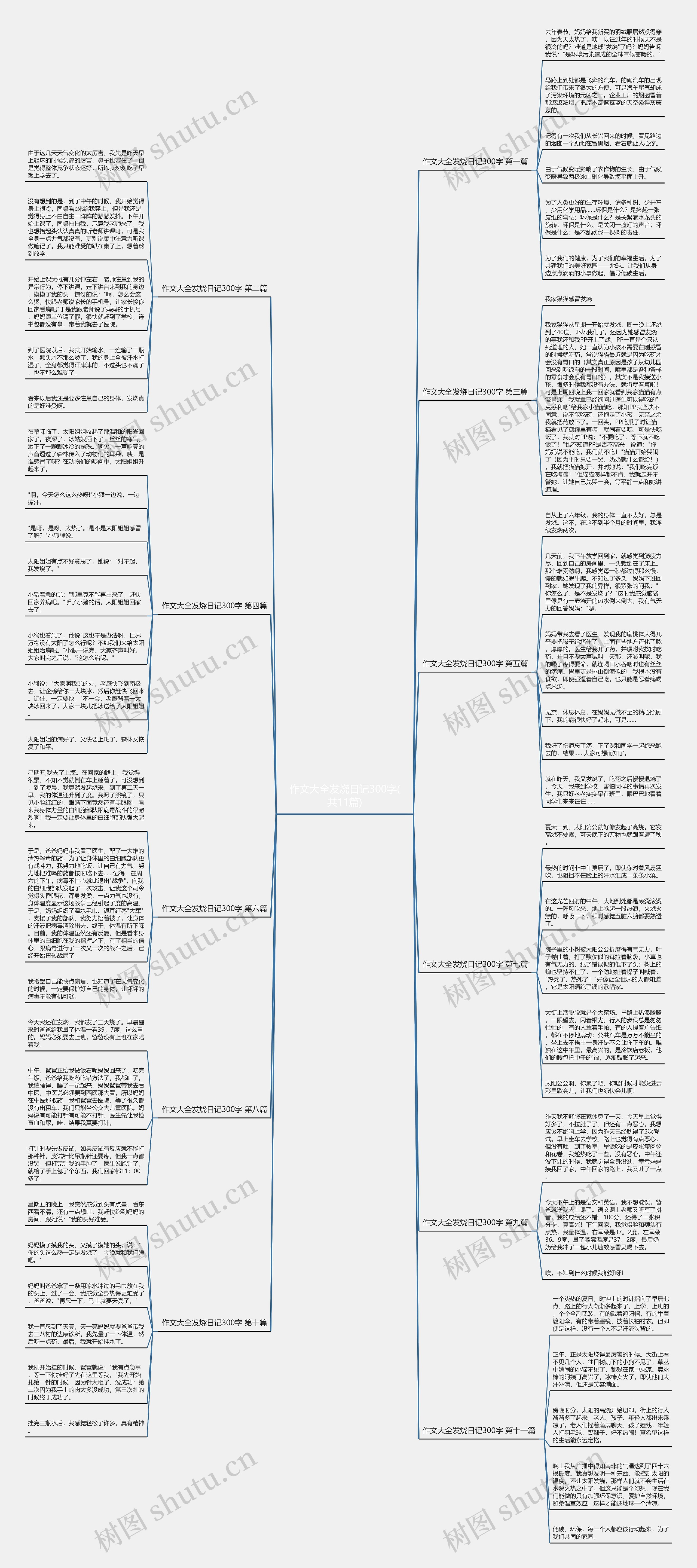 作文大全发烧日记300字(共11篇)思维导图
