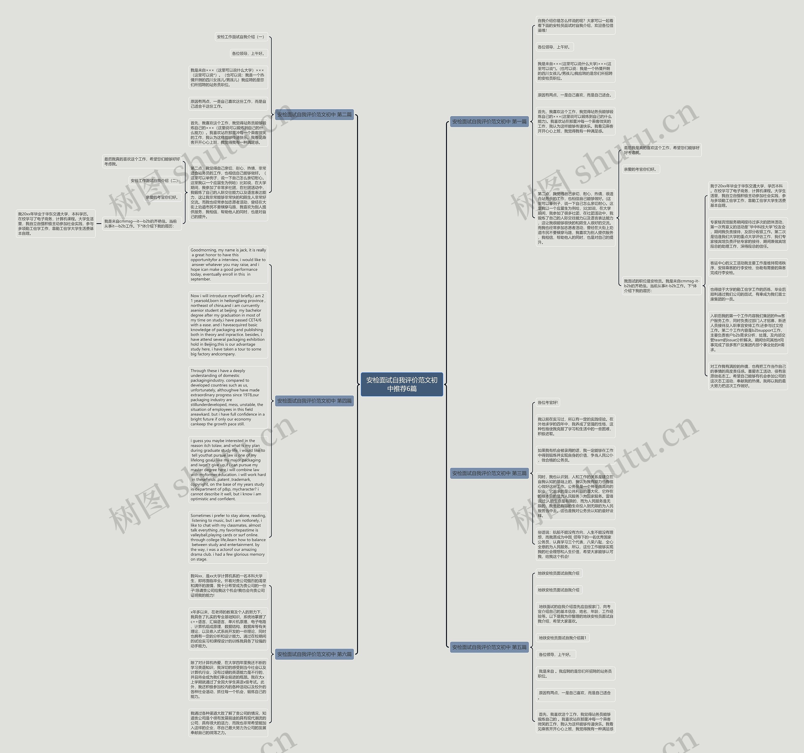 安检面试自我评价范文初中推荐6篇思维导图