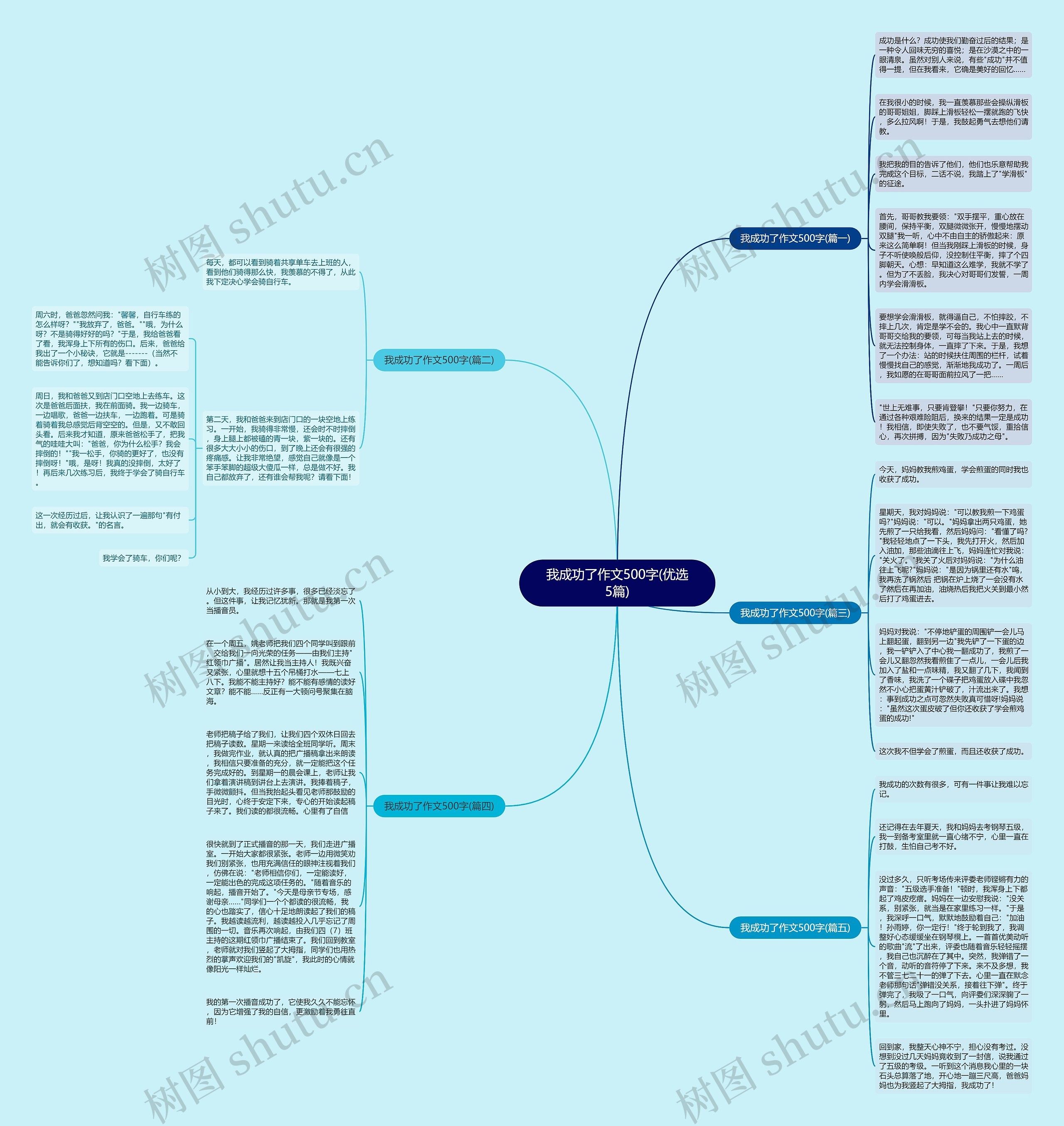 我成功了作文500字(优选5篇)思维导图