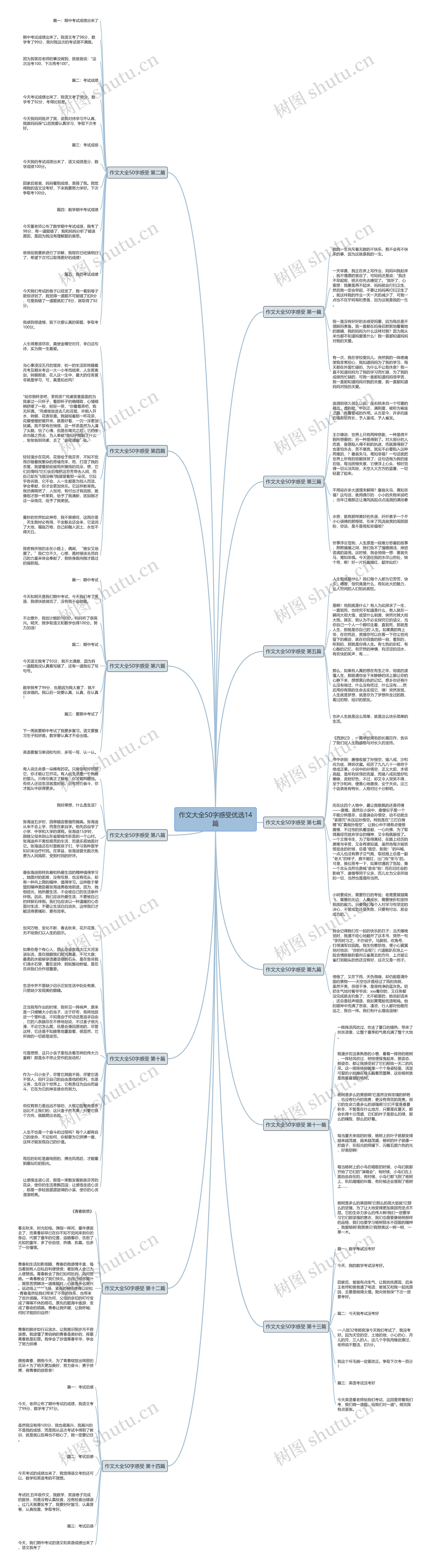 作文大全50字感受优选14篇思维导图