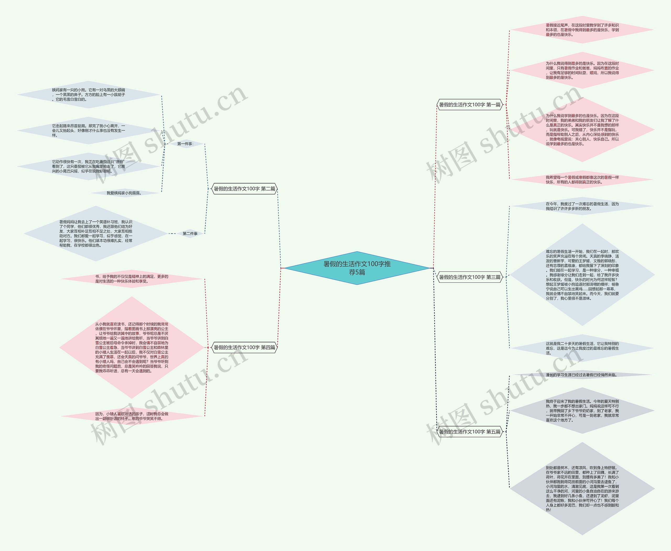 暑假的生活作文100字推荐5篇思维导图