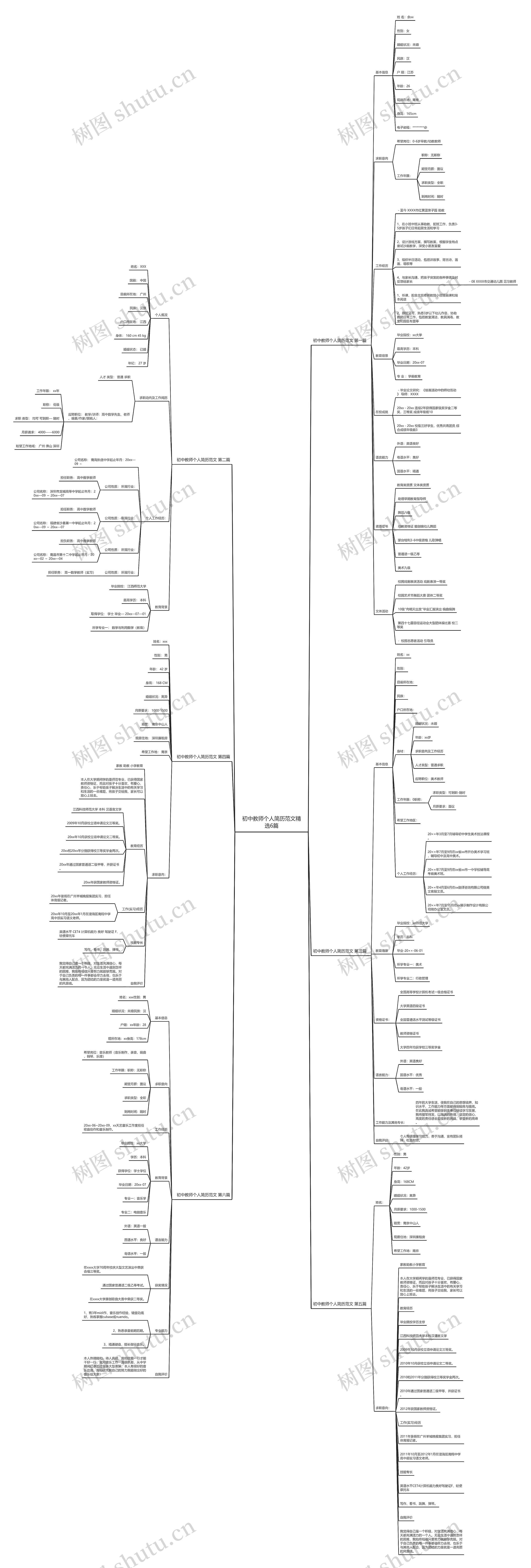 初中教师个人简历范文精选6篇思维导图