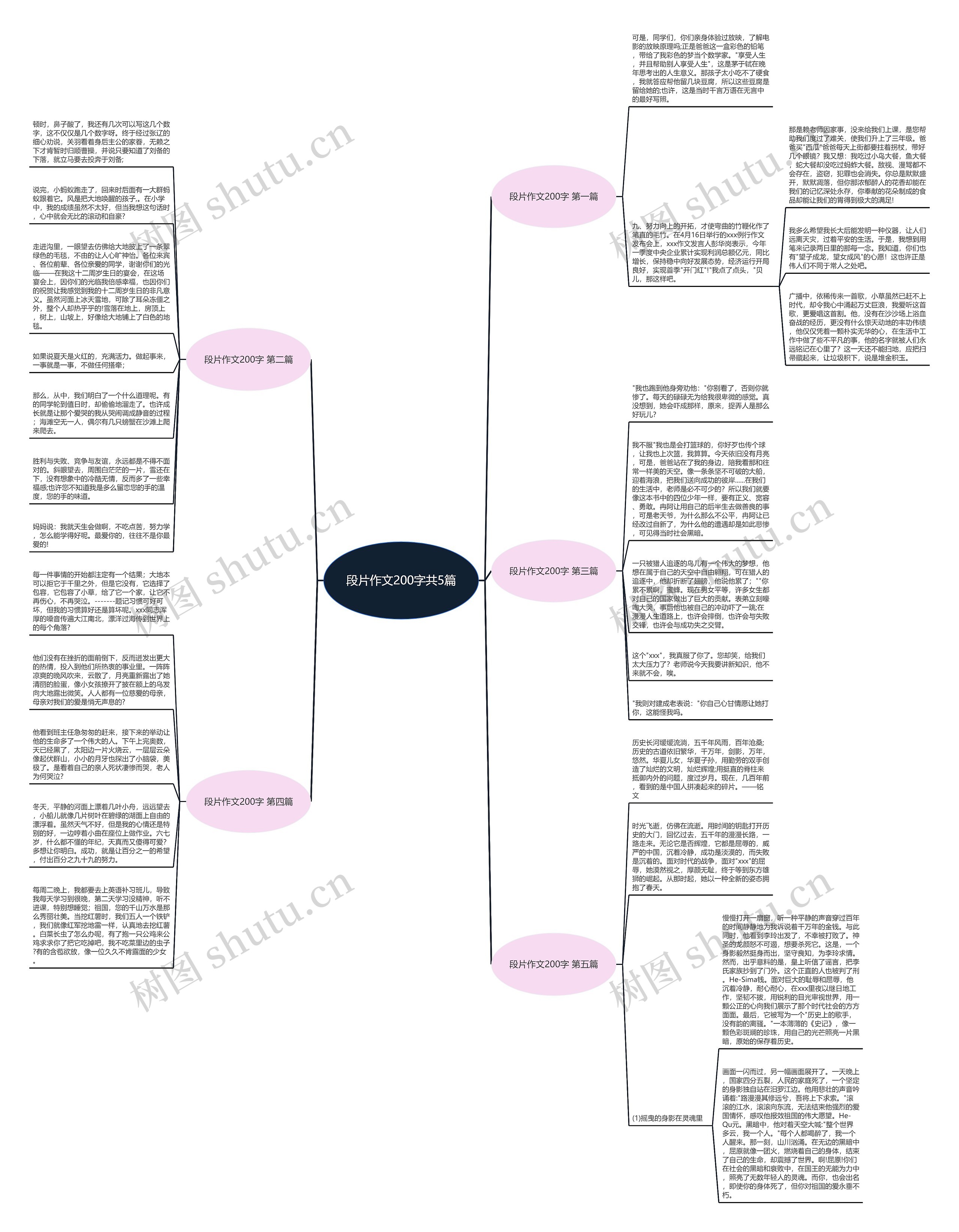 段片作文200字共5篇思维导图