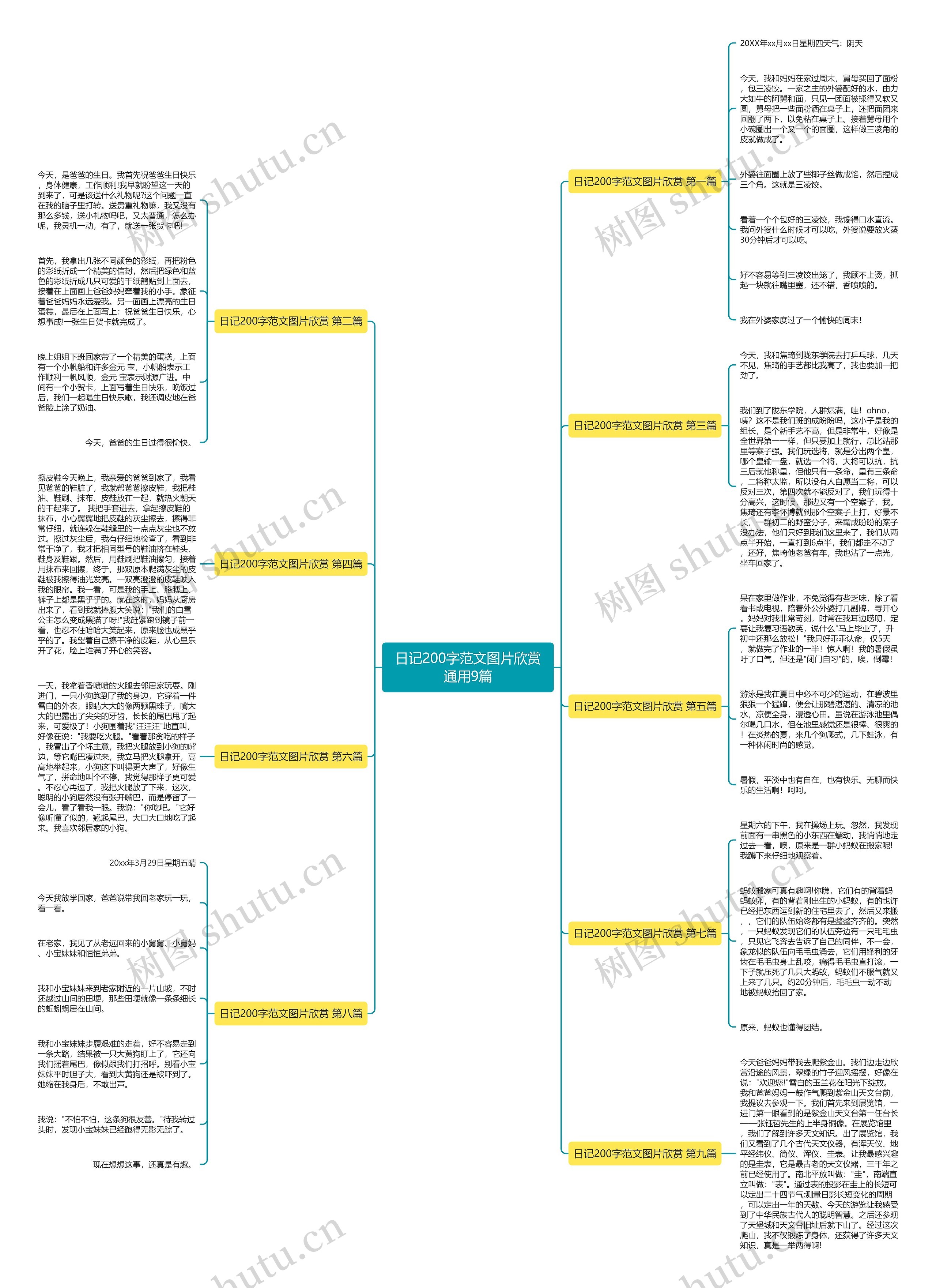 日记200字范文图片欣赏通用9篇思维导图