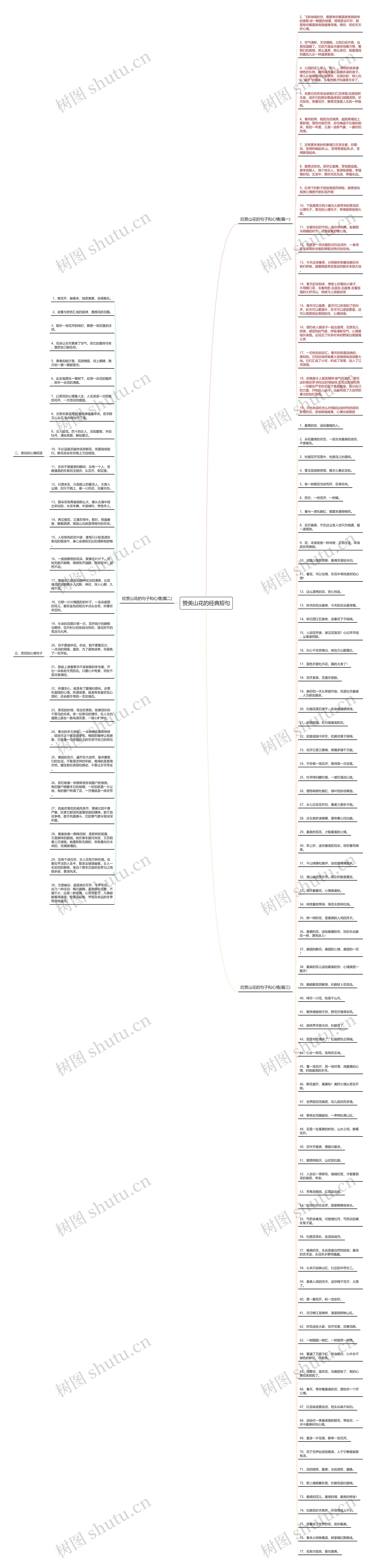赞美山花的经典短句思维导图