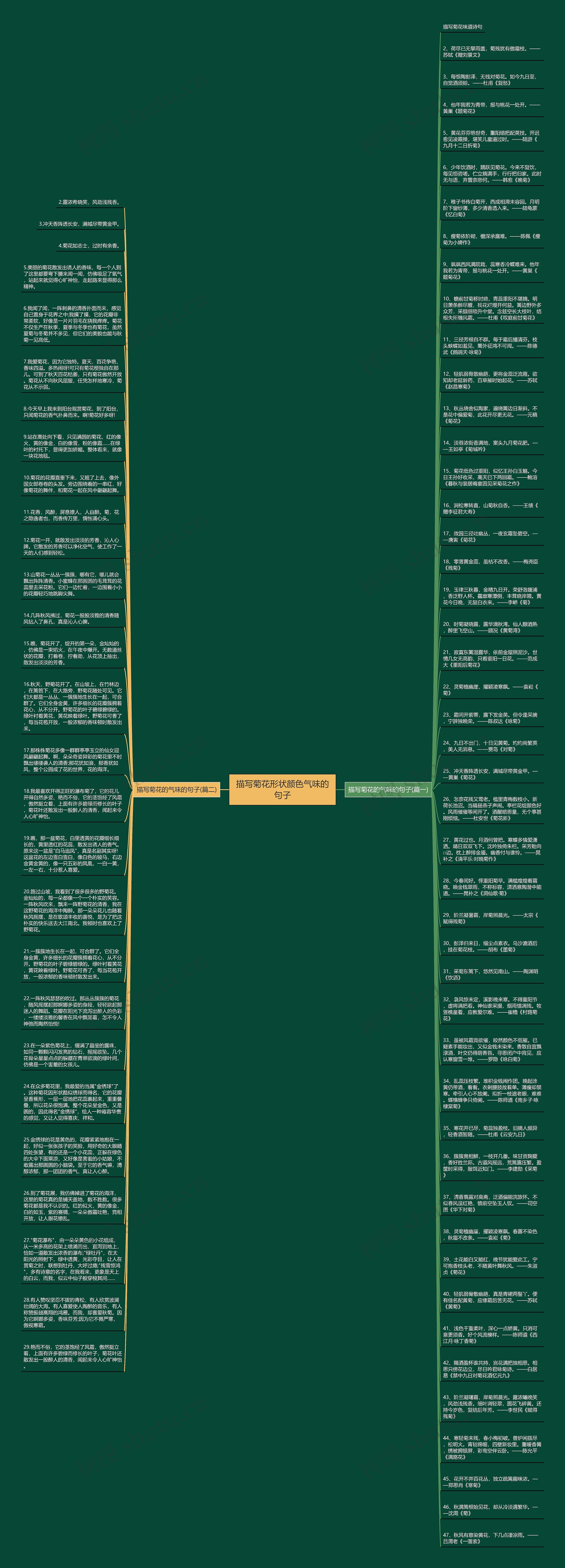 描写菊花形状颜色气味的句子思维导图