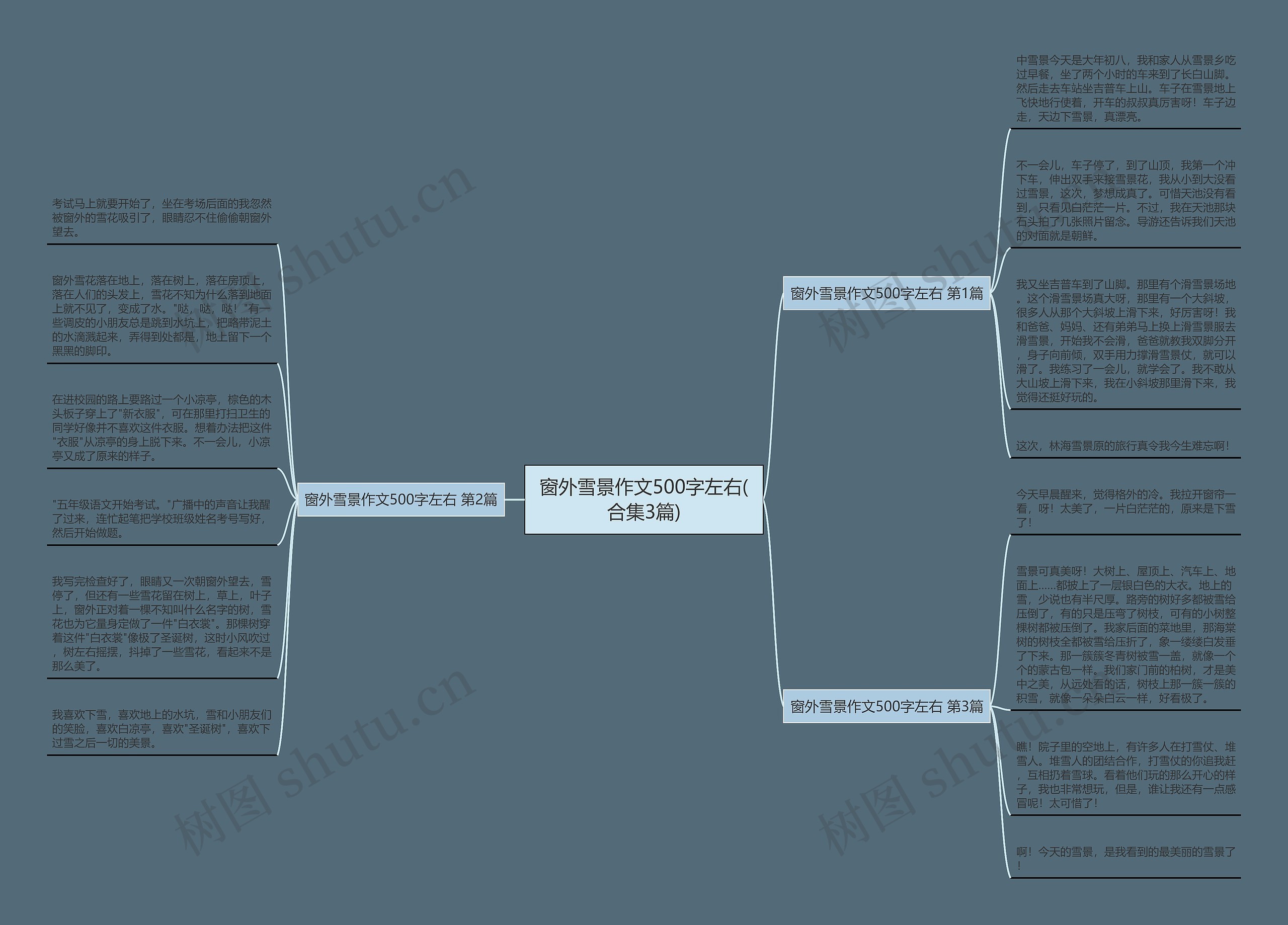 窗外雪景作文500字左右(合集3篇)思维导图