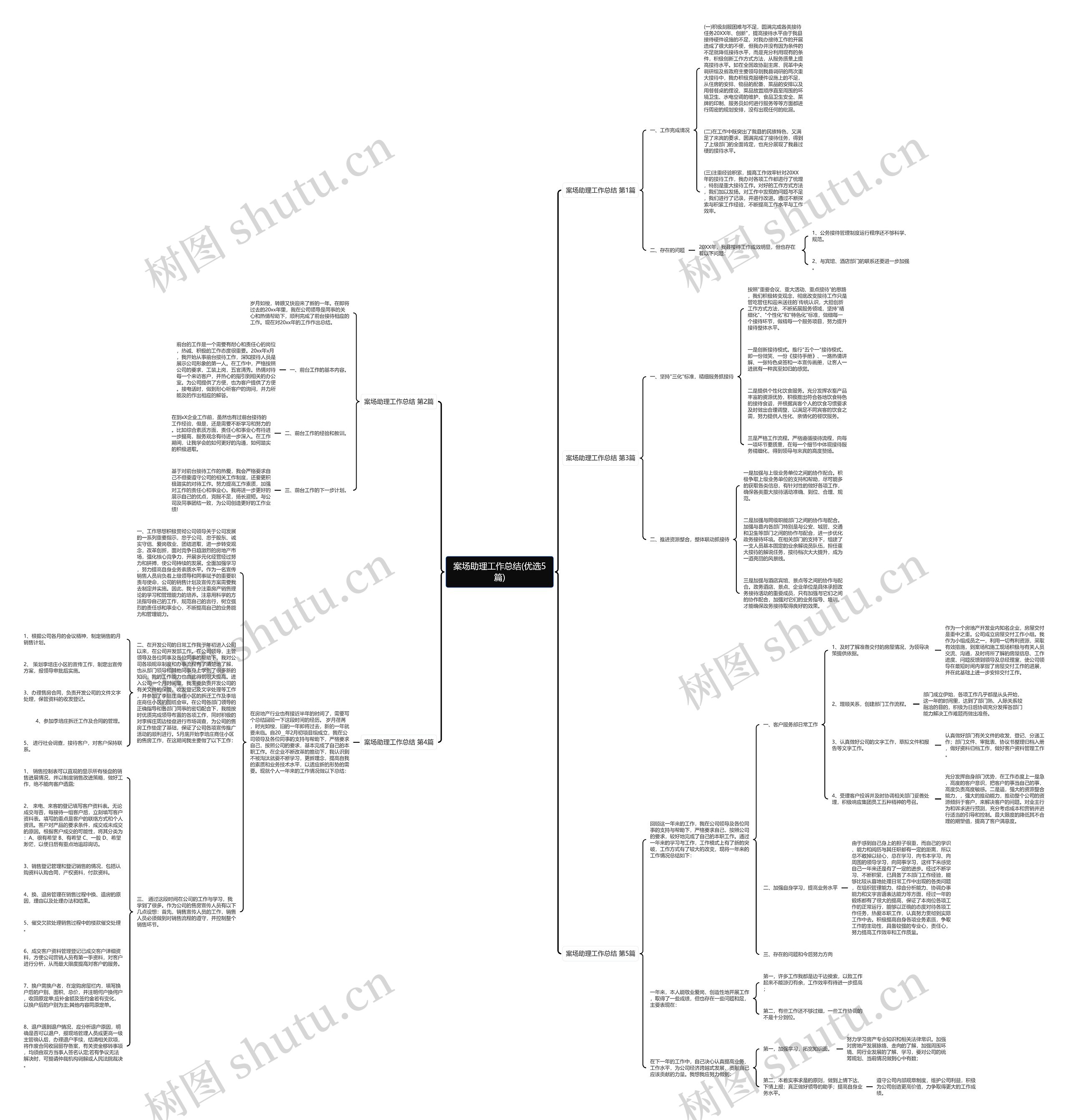 案场助理工作总结(优选5篇)思维导图