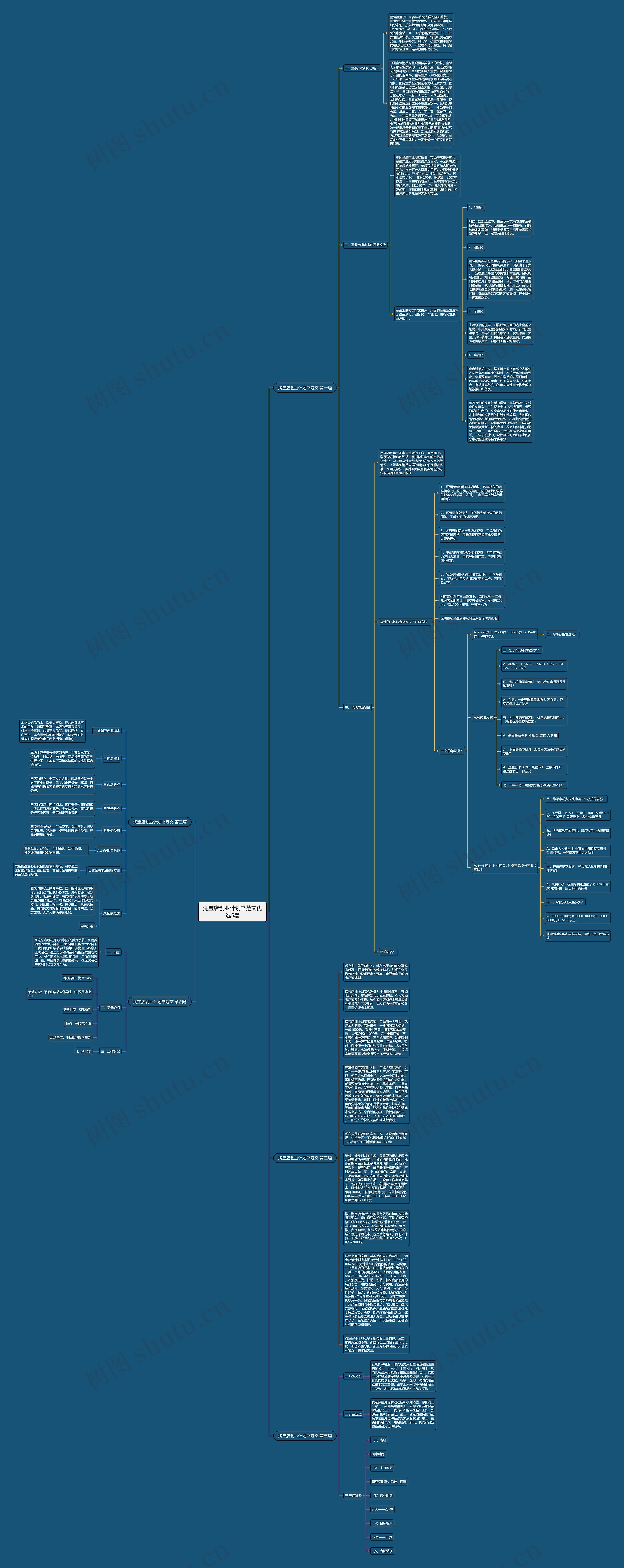 淘宝店创业计划书范文优选5篇思维导图