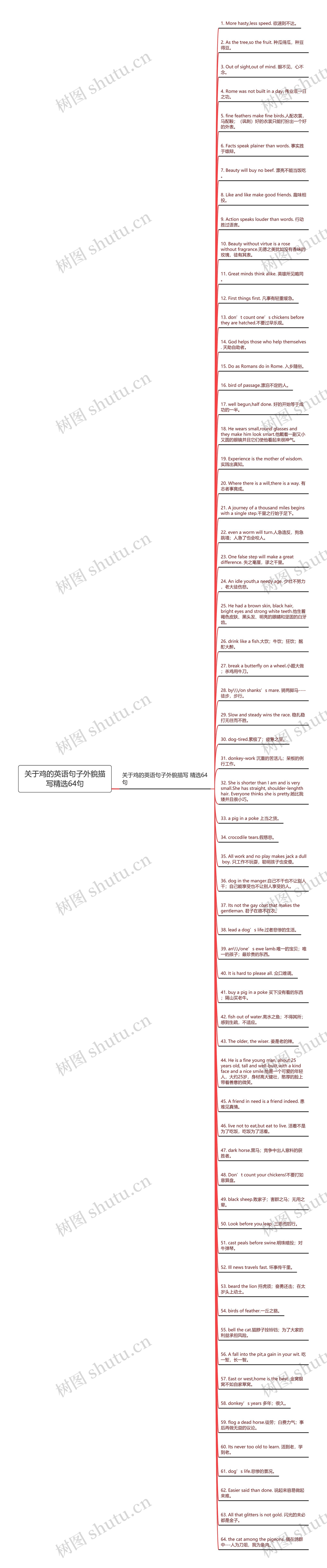 关于鸡的英语句子外貌描写精选64句思维导图