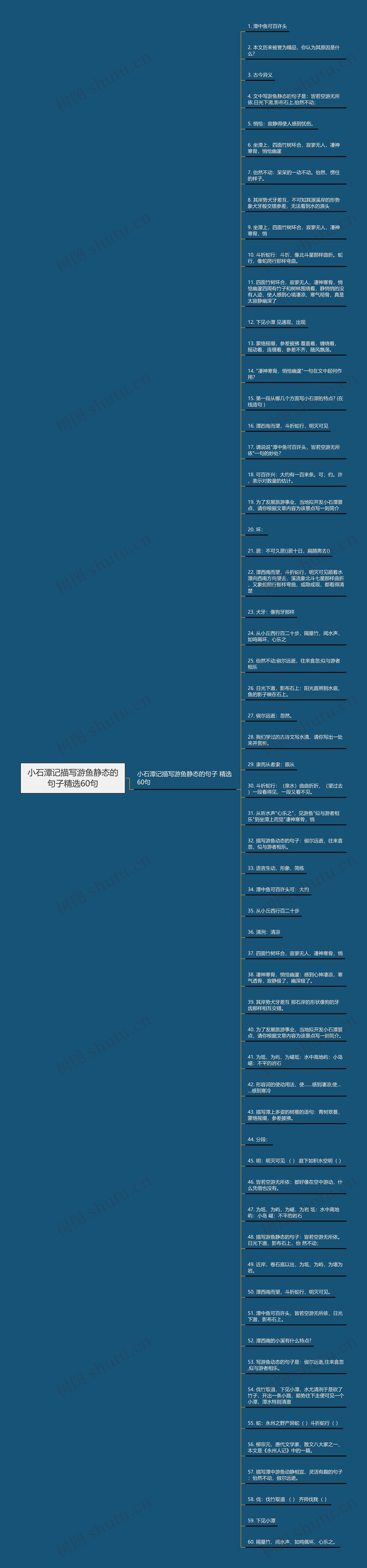 小石潭记描写游鱼静态的句子精选60句思维导图