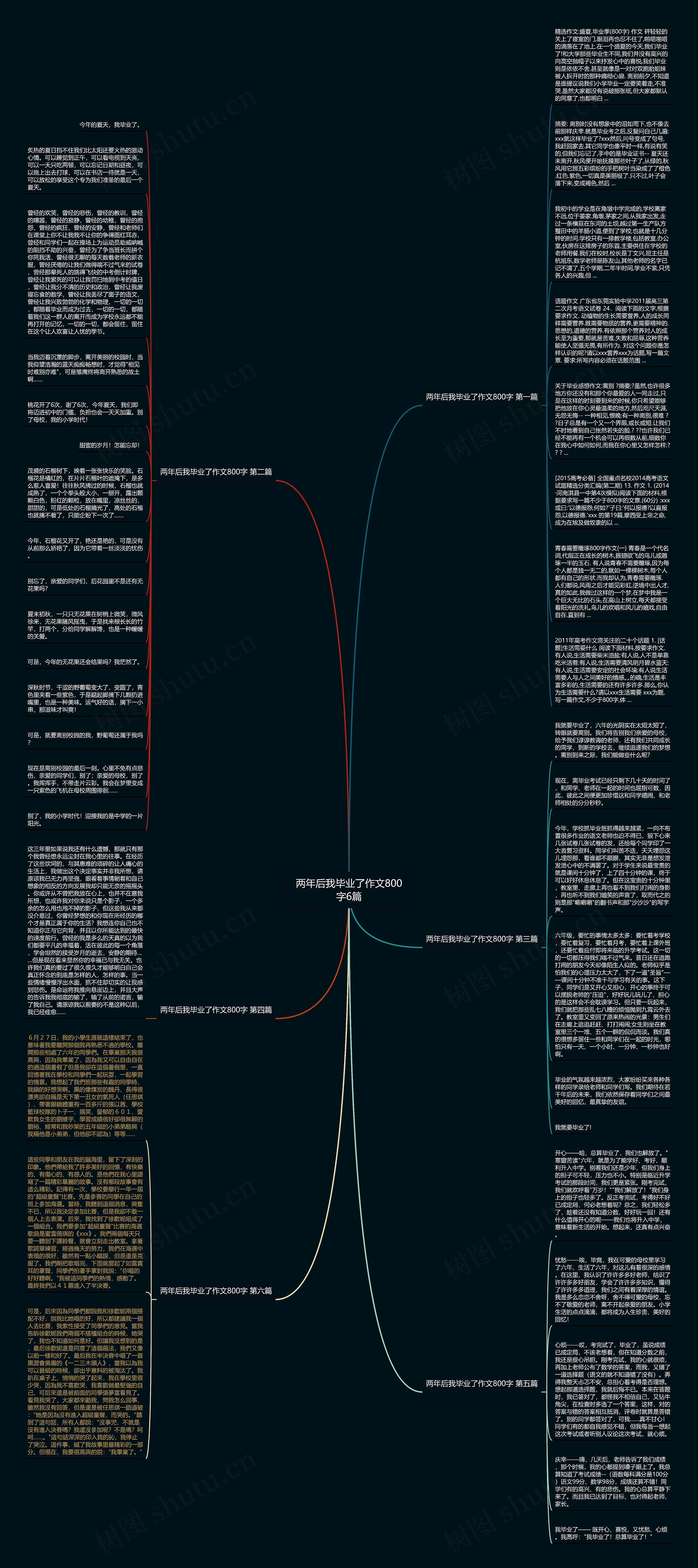 两年后我毕业了作文800字6篇思维导图