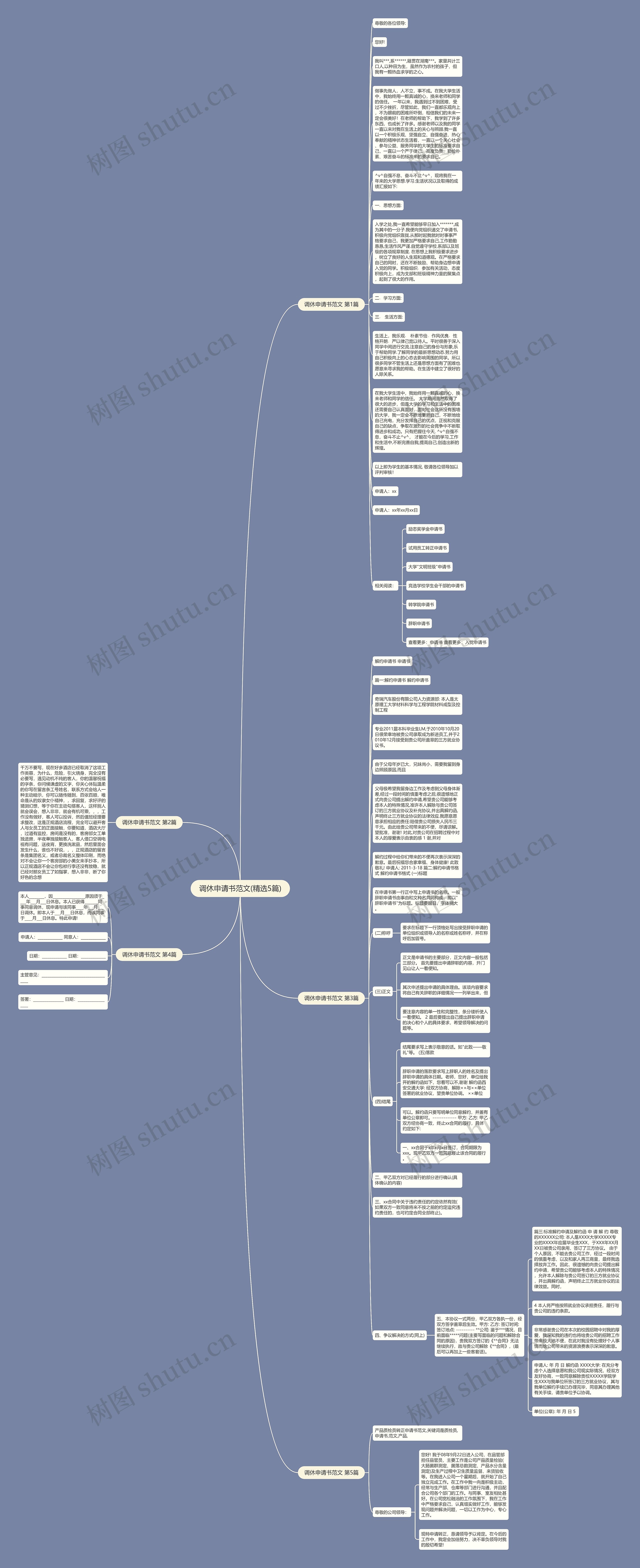 调休申请书范文(精选5篇)思维导图