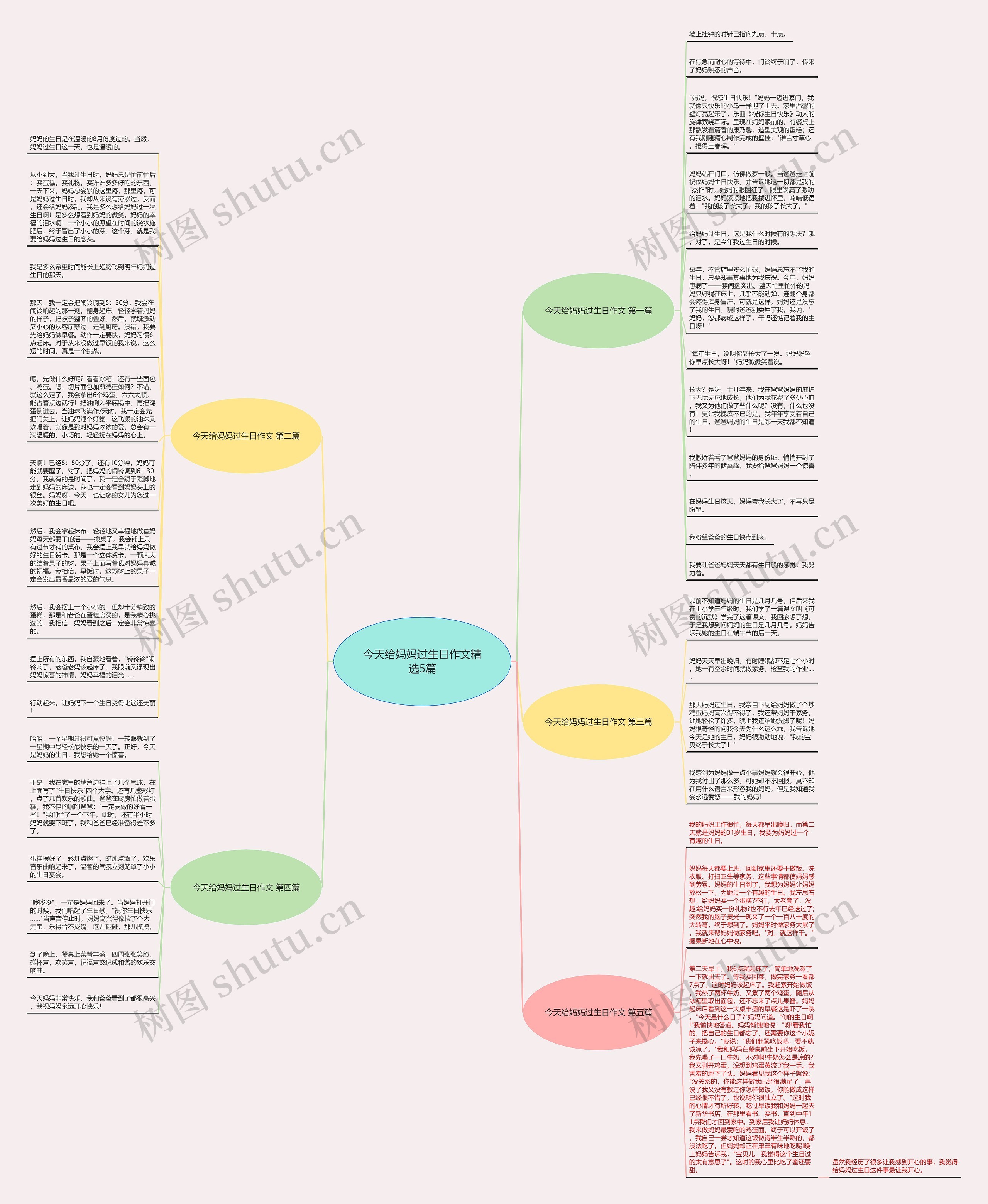 今天给妈妈过生日作文精选5篇思维导图