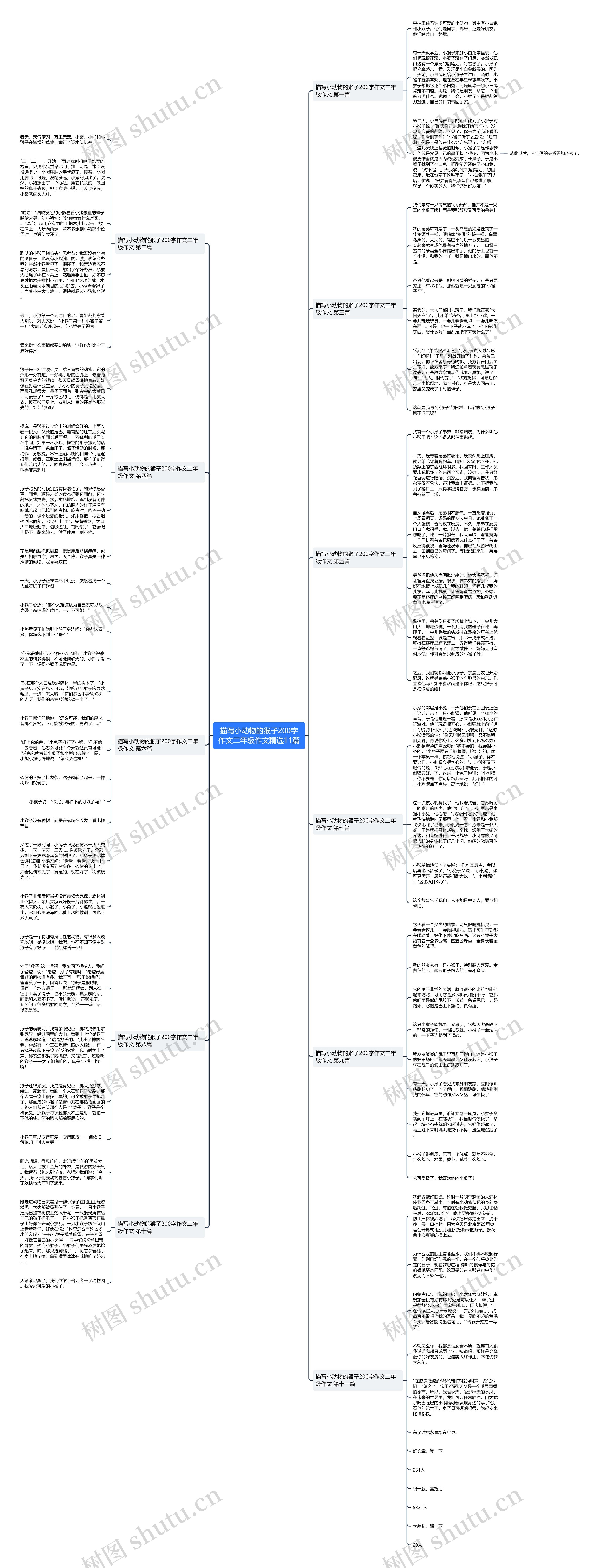 描写小动物的猴子200字作文二年级作文精选11篇思维导图