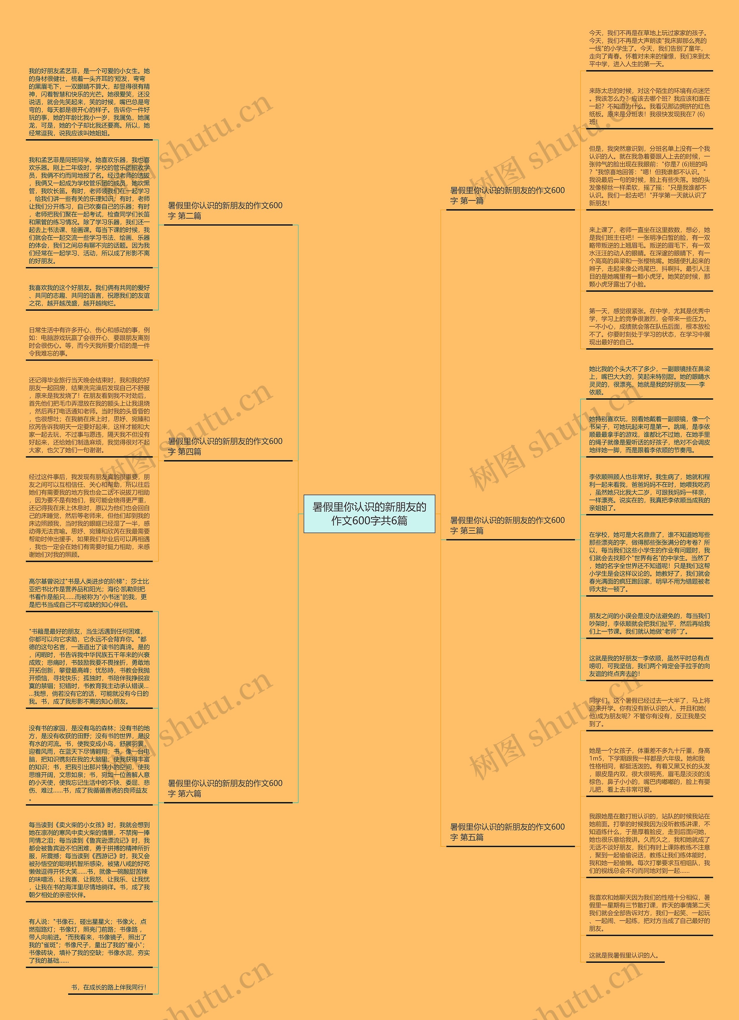 暑假里你认识的新朋友的作文600字共6篇思维导图高清图 暑假里你认识的新朋友的作文600字共6篇思维导图