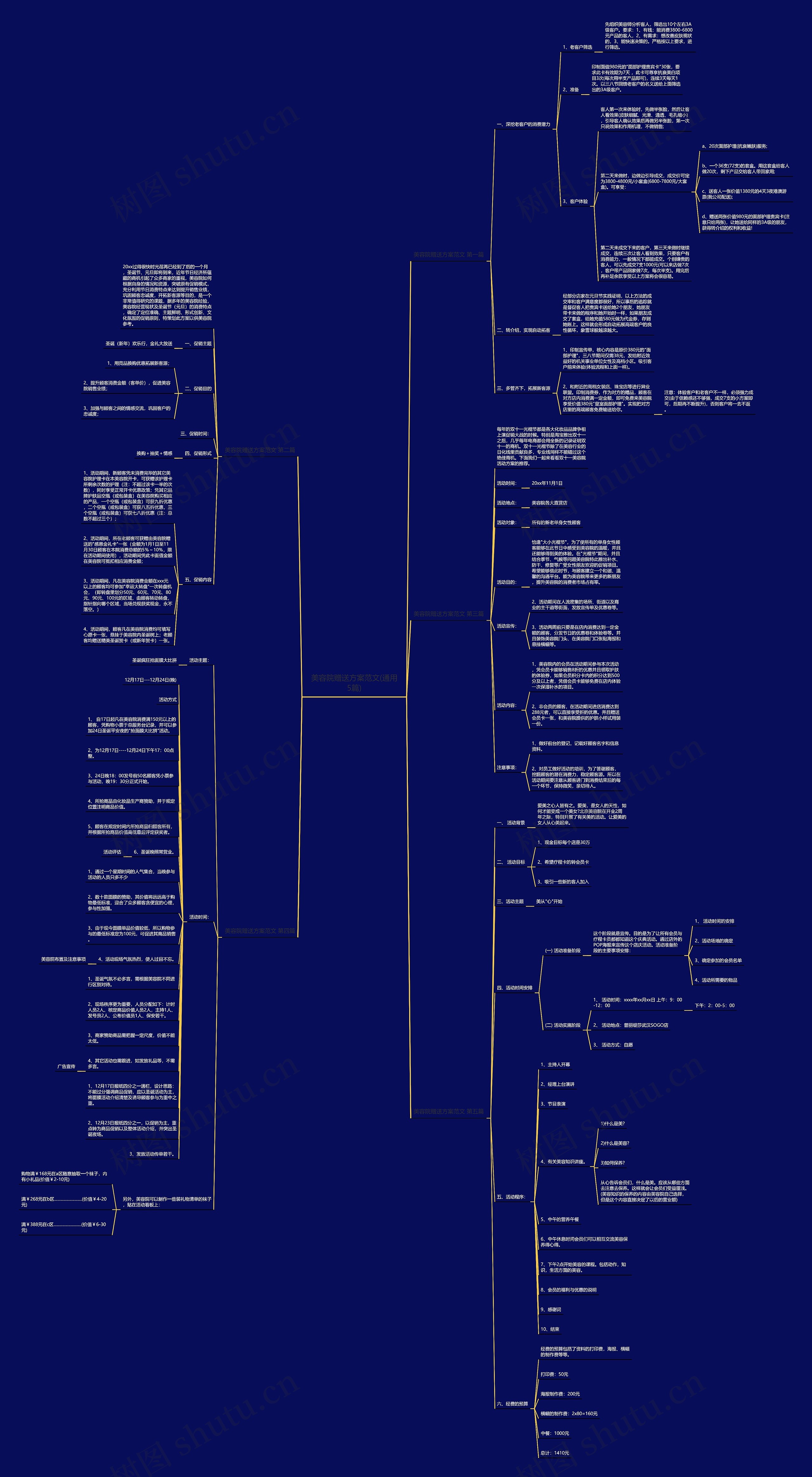美容院赠送方案范文(通用5篇)思维导图
