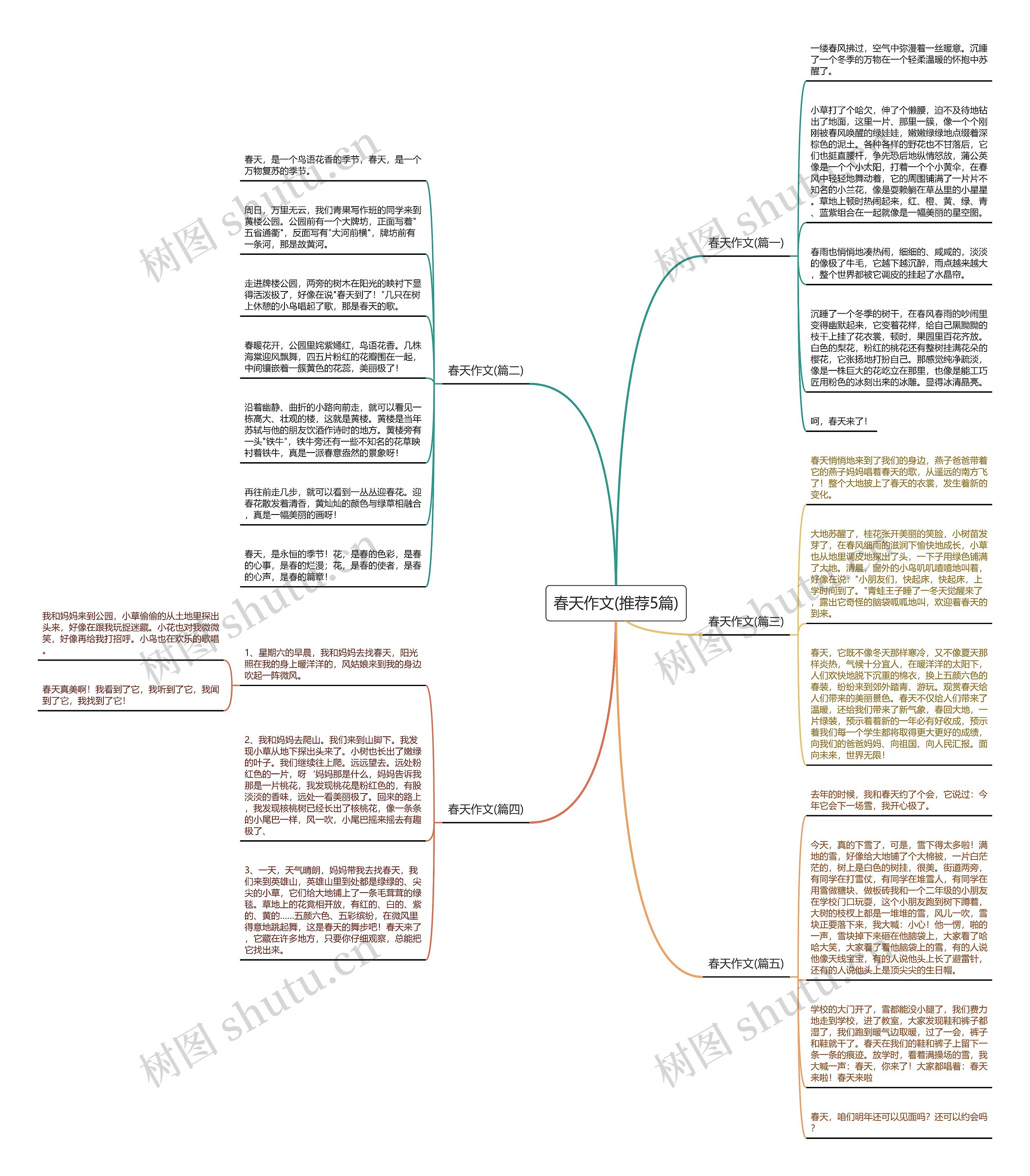 春天作文(推荐5篇)思维导图