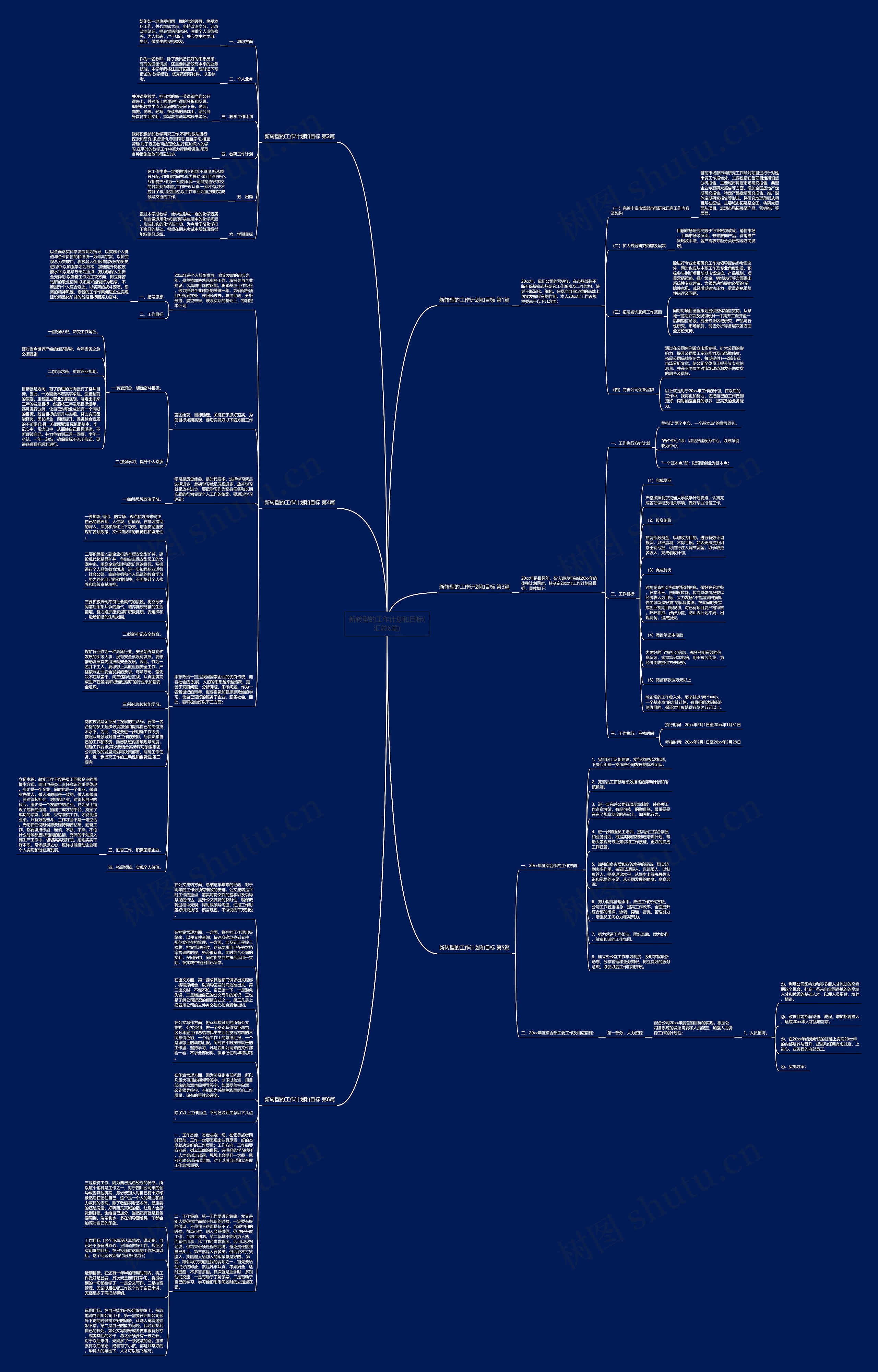 新转型的工作计划和目标(汇总6篇)思维导图