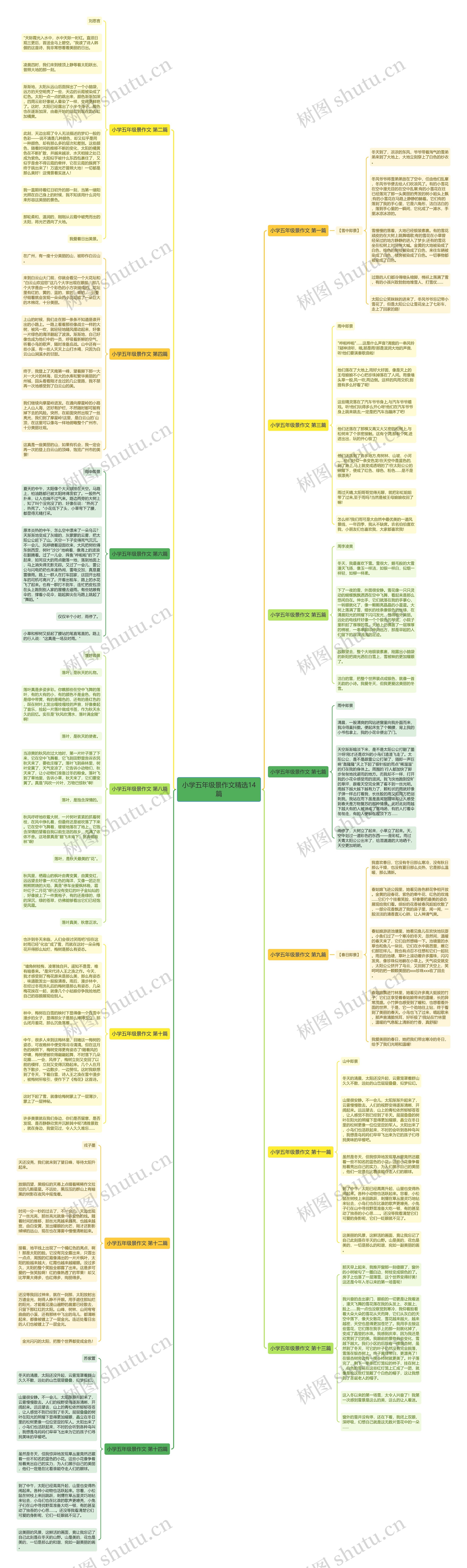 小学五年级景作文精选14篇思维导图