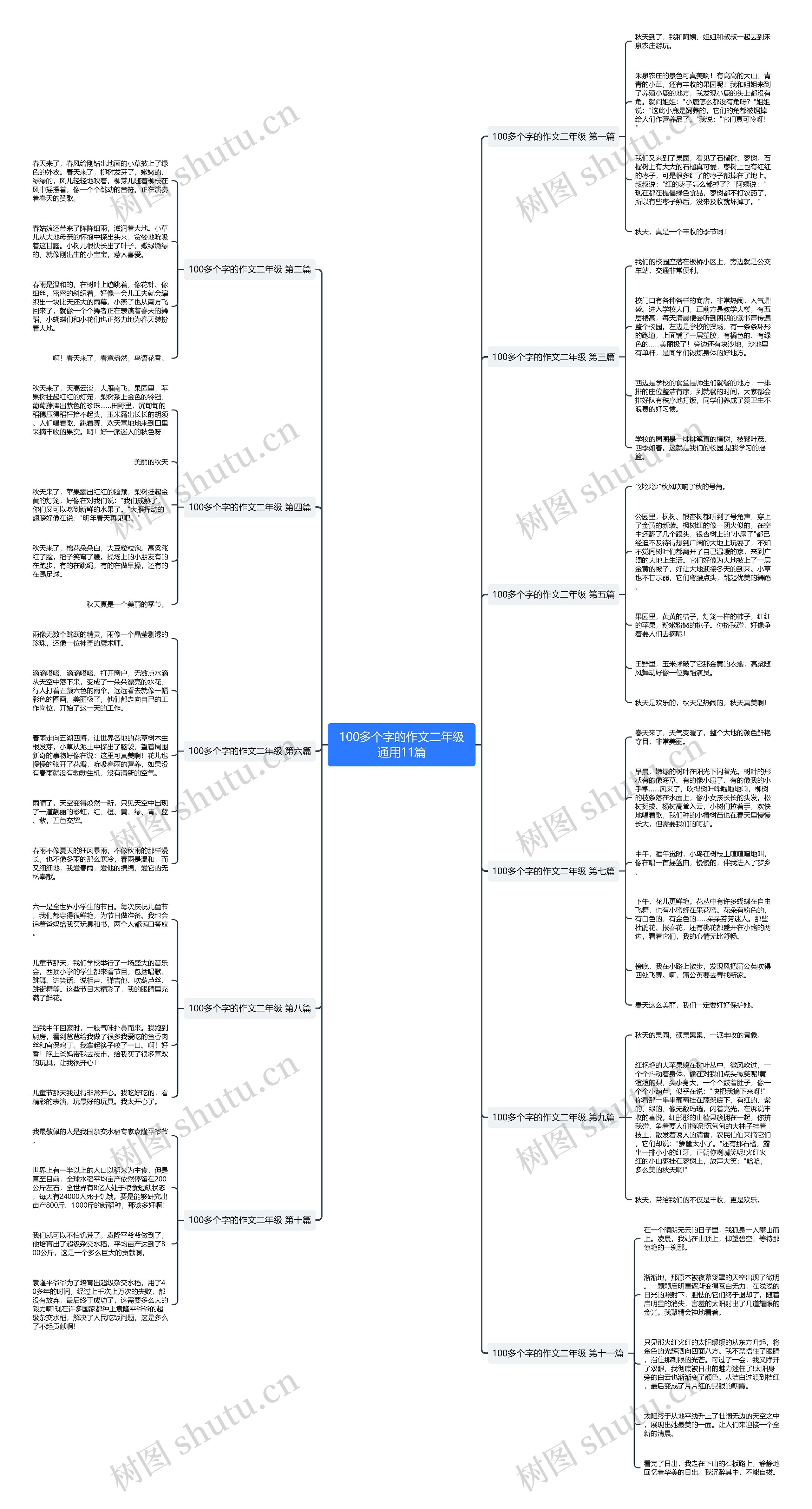 100多个字的作文二年级通用11篇思维导图