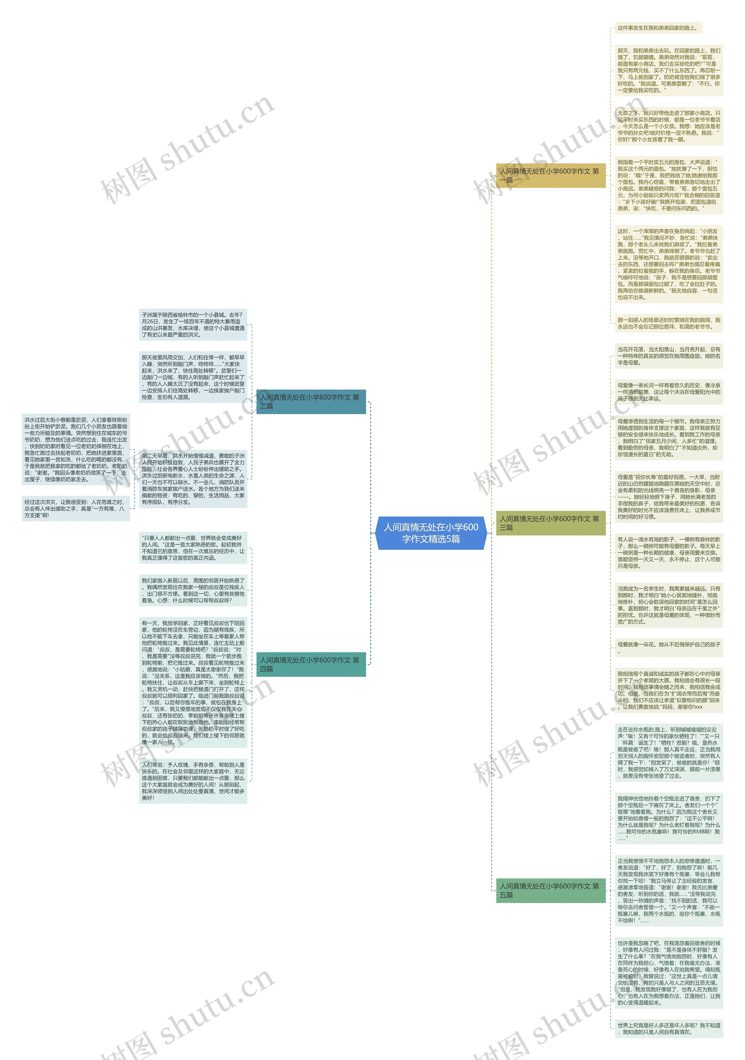 人间真情无处在小学600字作文精选5篇思维导图