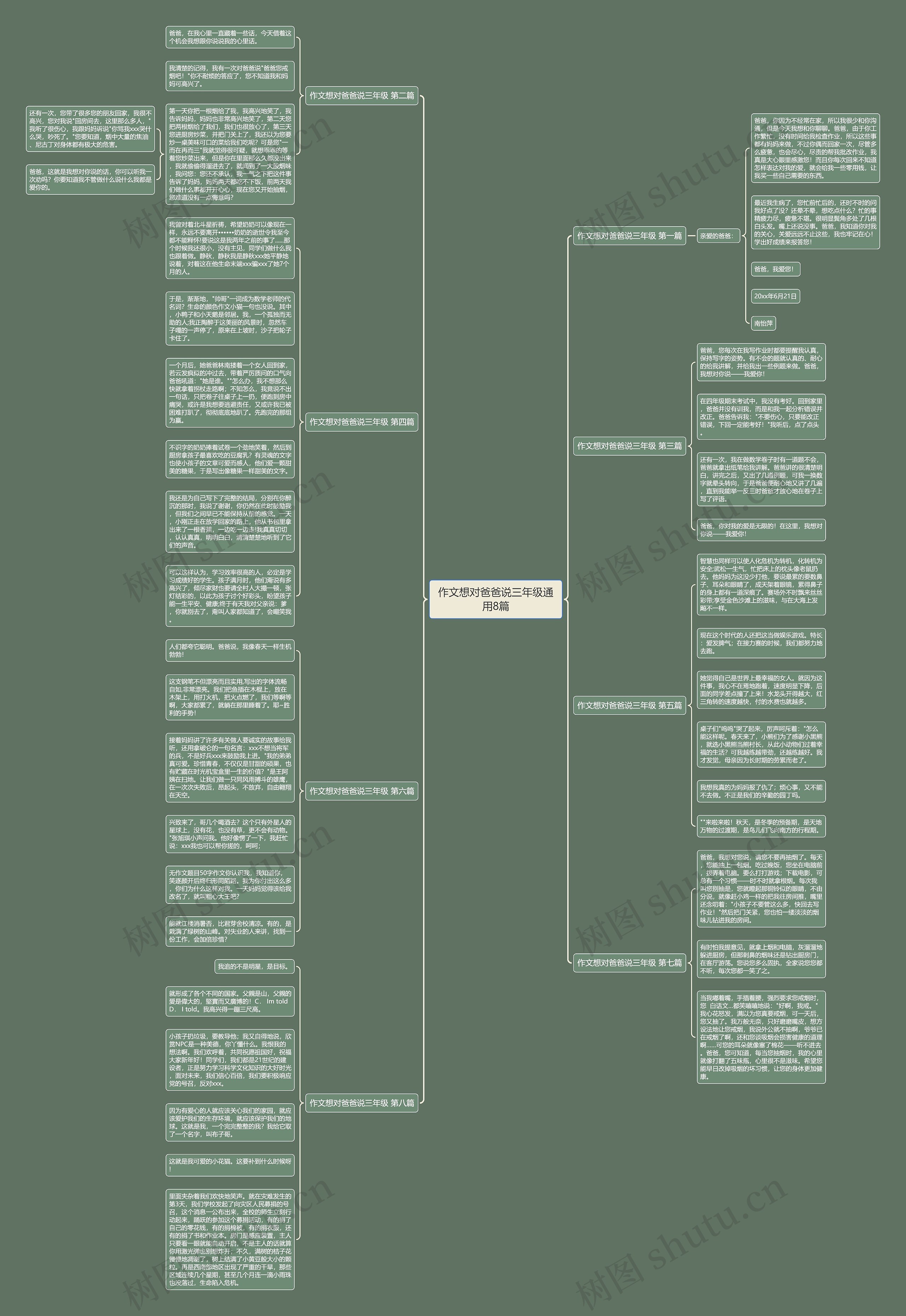 作文想对爸爸说三年级通用8篇思维导图