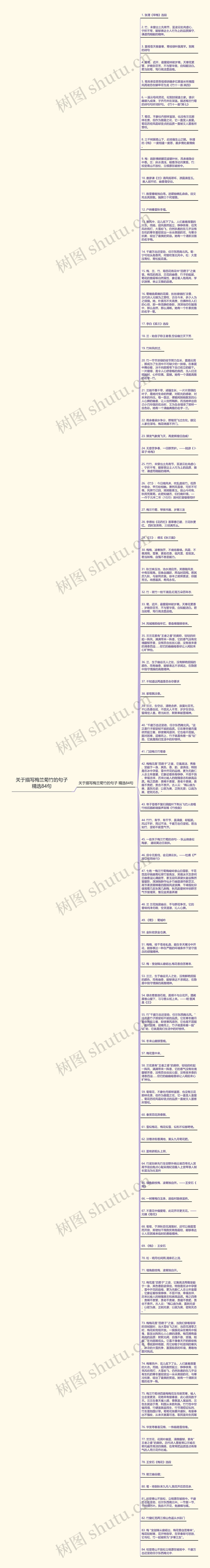关于描写梅兰菊竹的句子精选84句