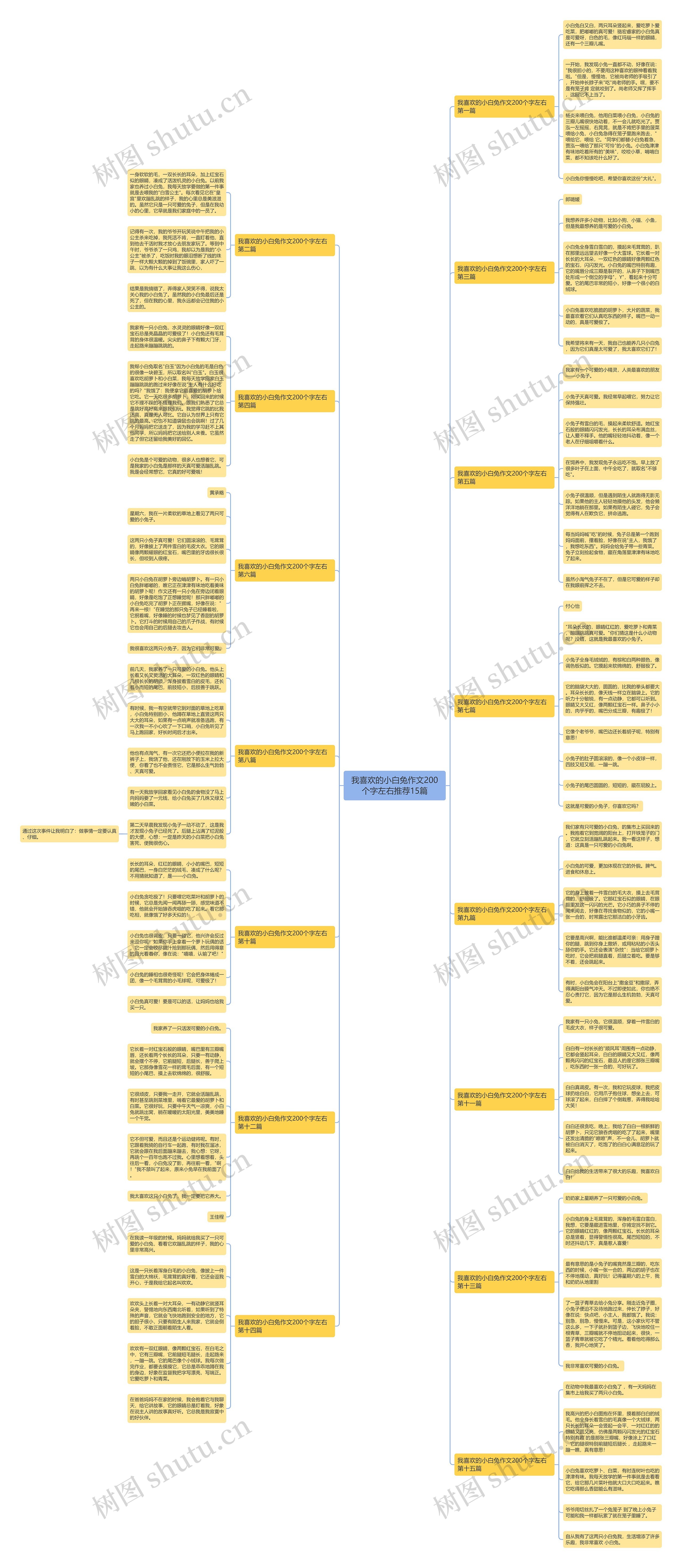 我喜欢的小白兔作文200个字左右推荐15篇思维导图