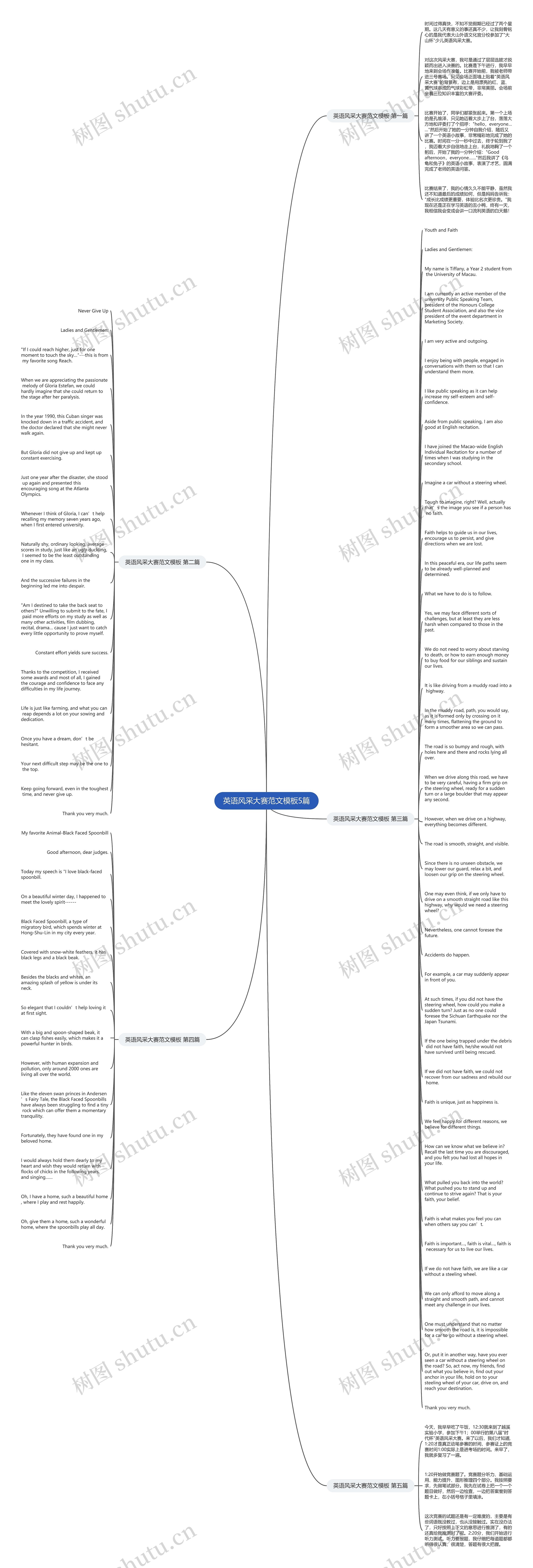 英语风采大赛范文5篇思维导图