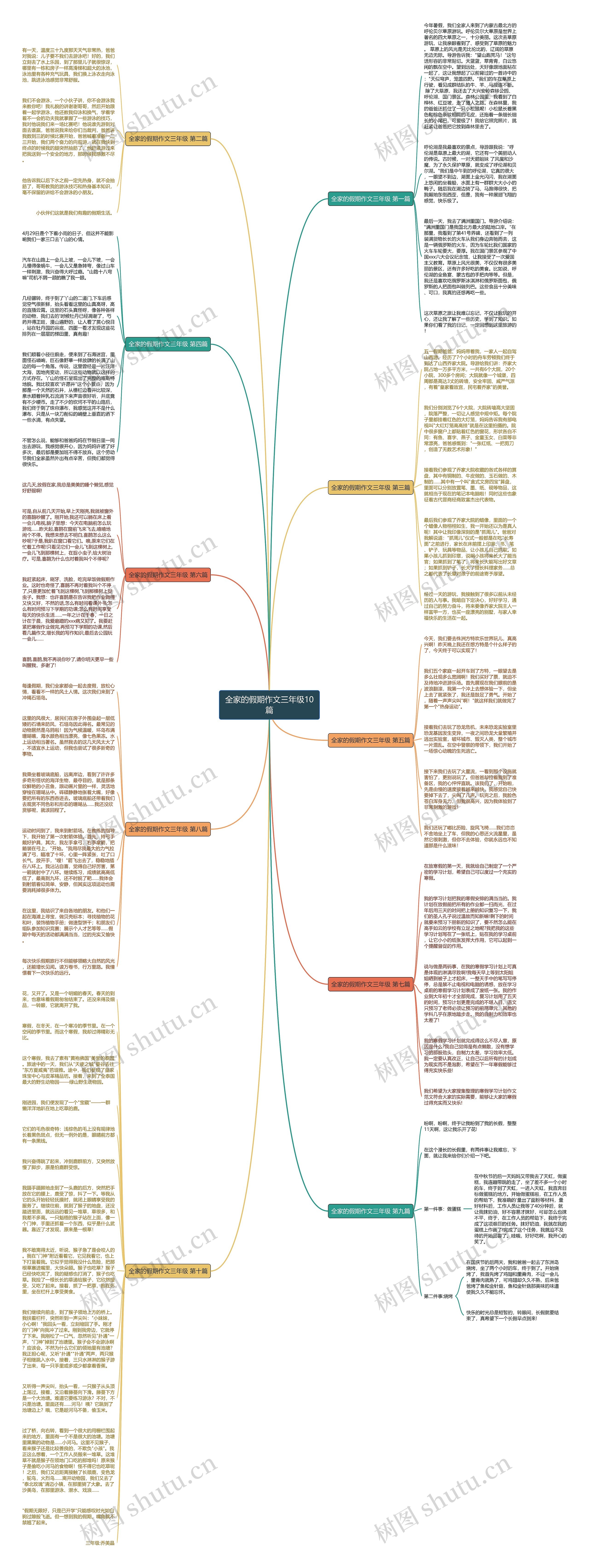 全家的假期作文三年级10篇思维导图