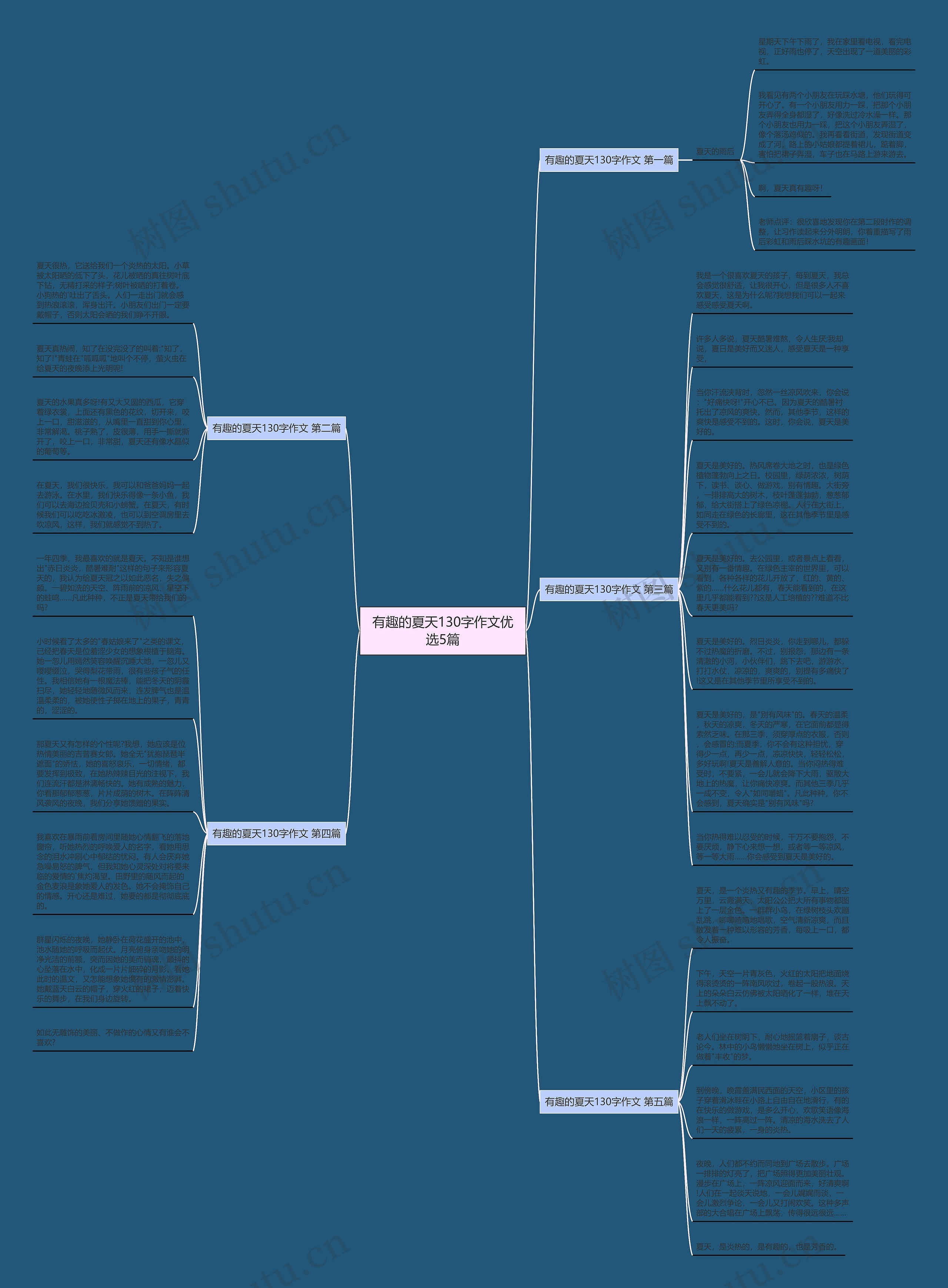 有趣的夏天130字作文优选5篇思维导图