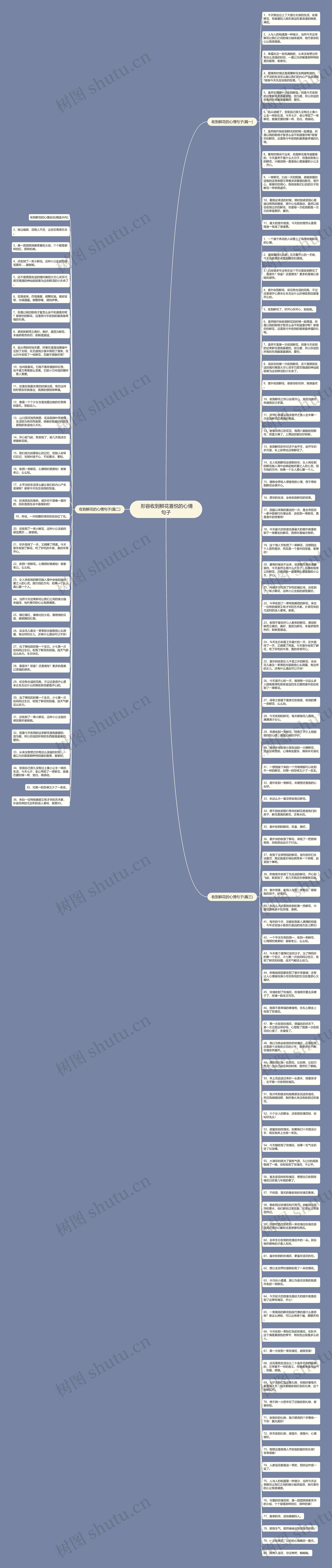  形容收到鲜花喜悦的心情句子思维导图