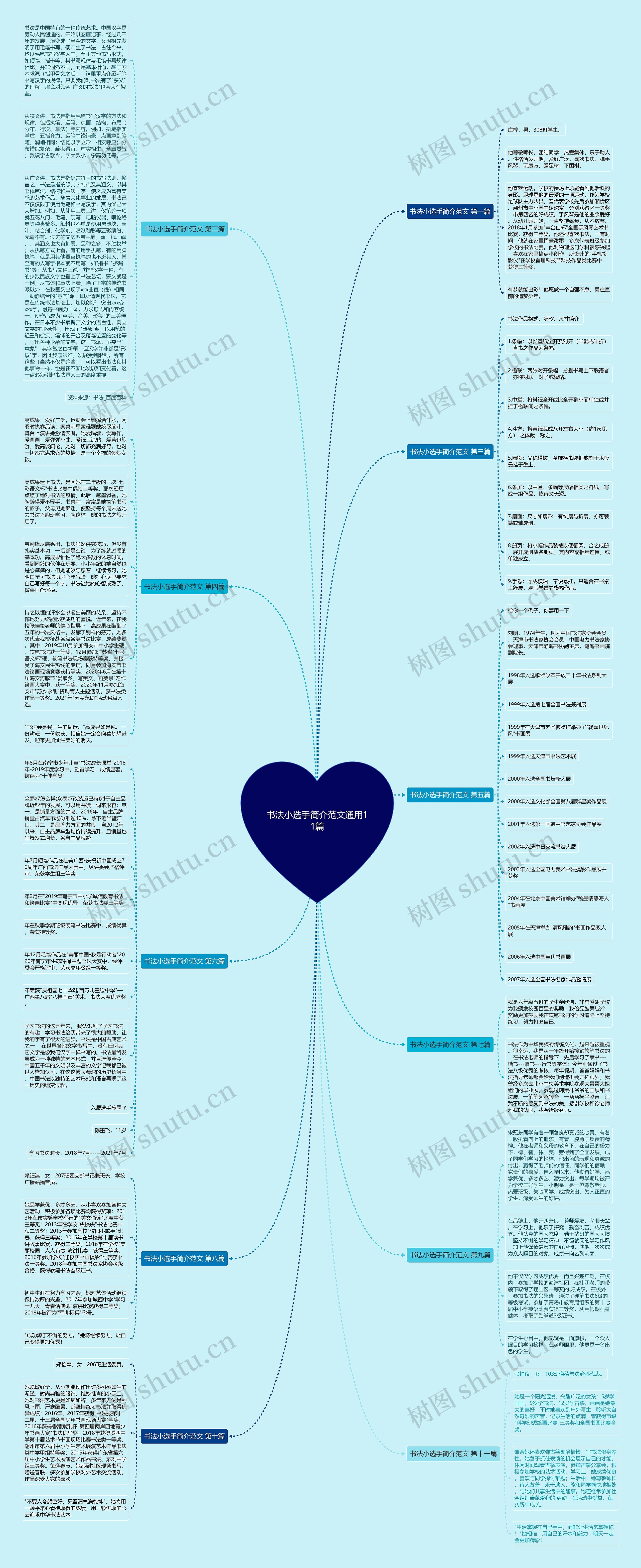 书法小选手简介范文通用11篇思维导图