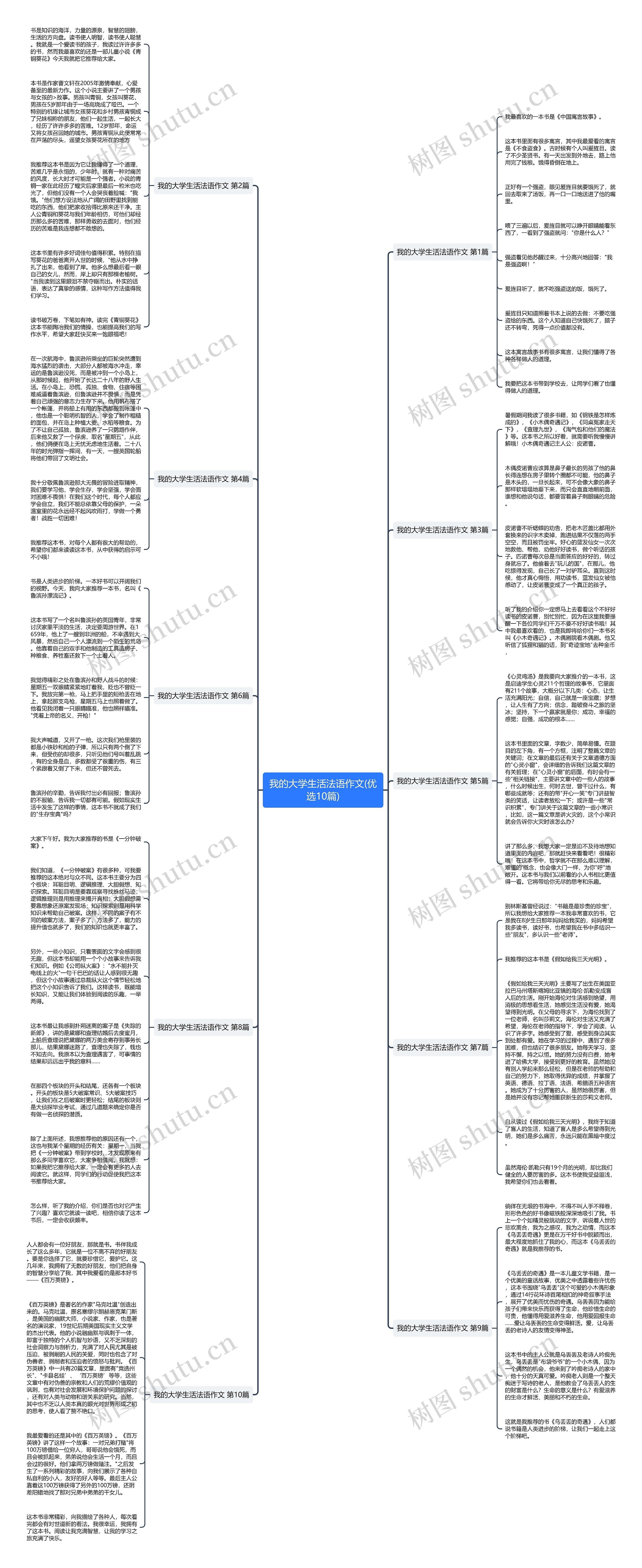 我的大学生活法语作文(优选10篇)思维导图