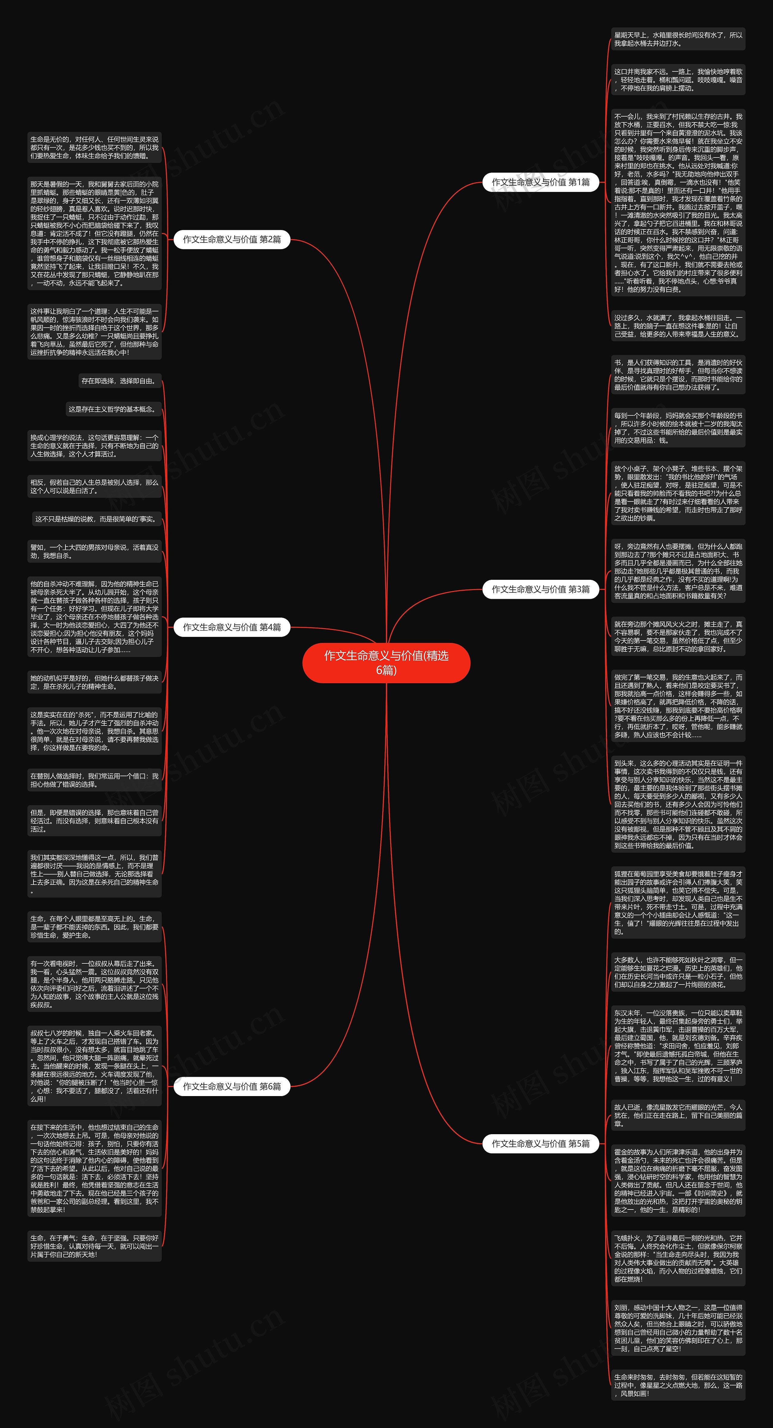 作文生命意义与价值(精选6篇)思维导图