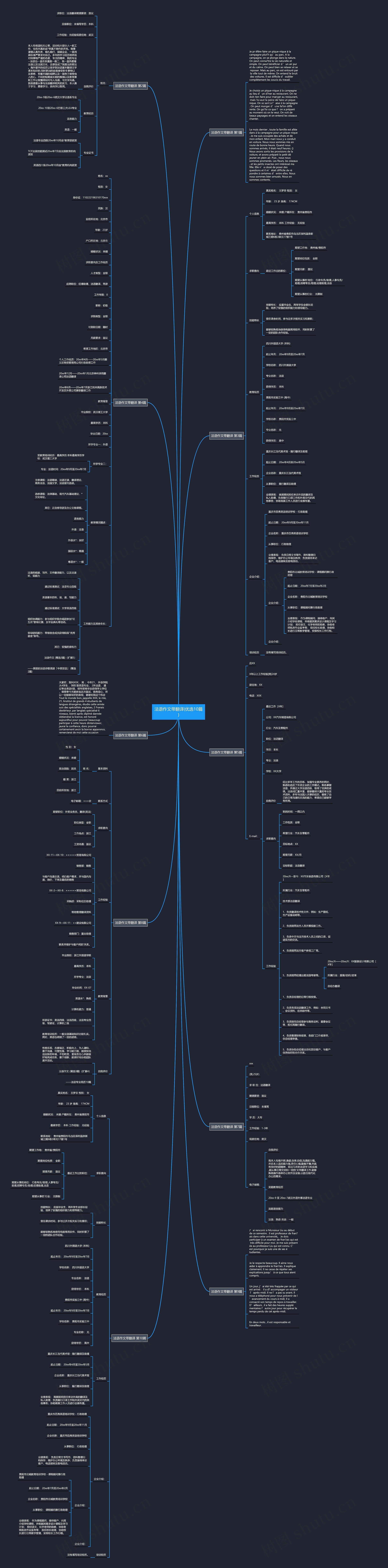 法语作文带翻译(优选10篇)思维导图