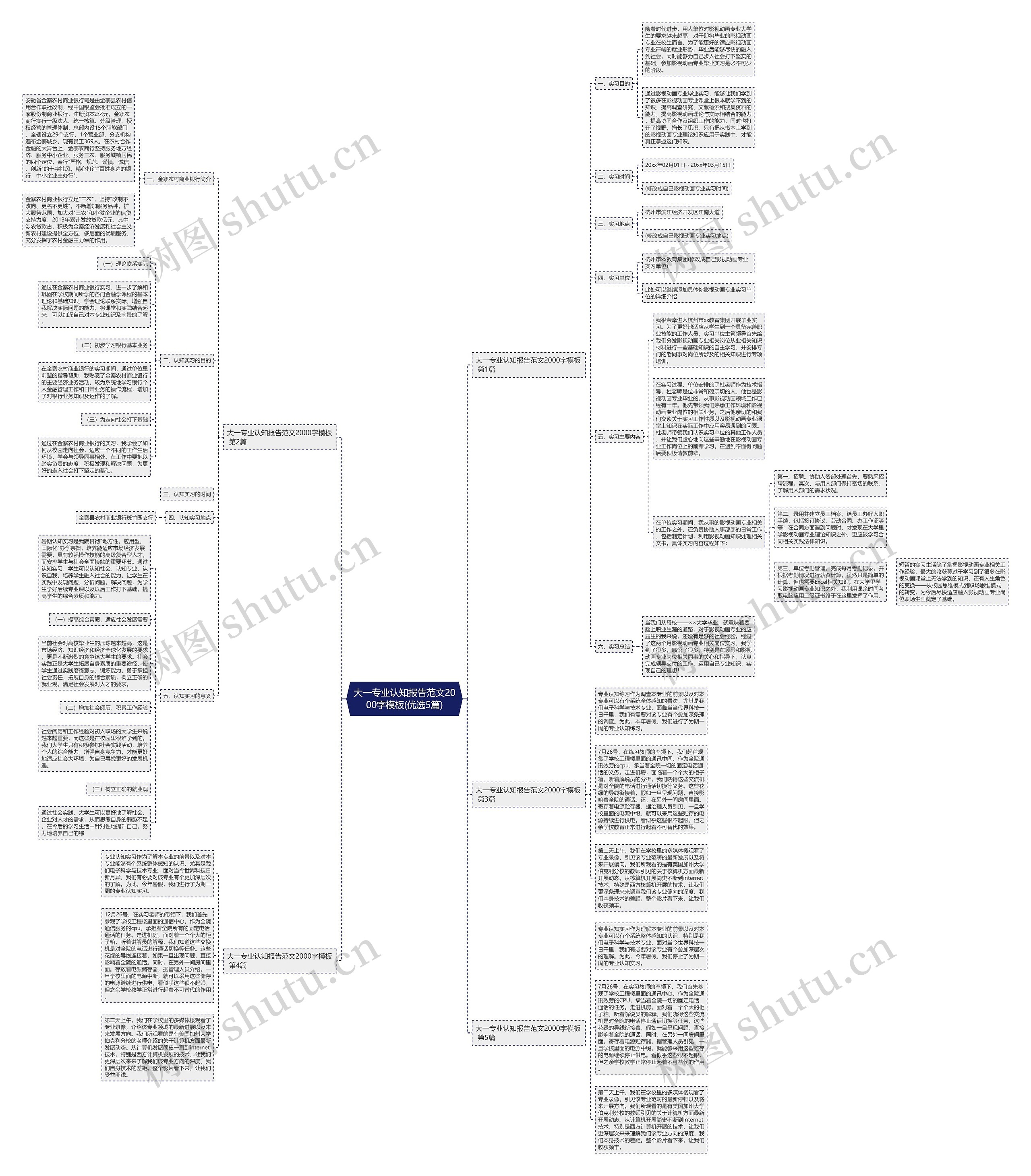 大一专业认知报告范文2000字(优选5篇)思维导图