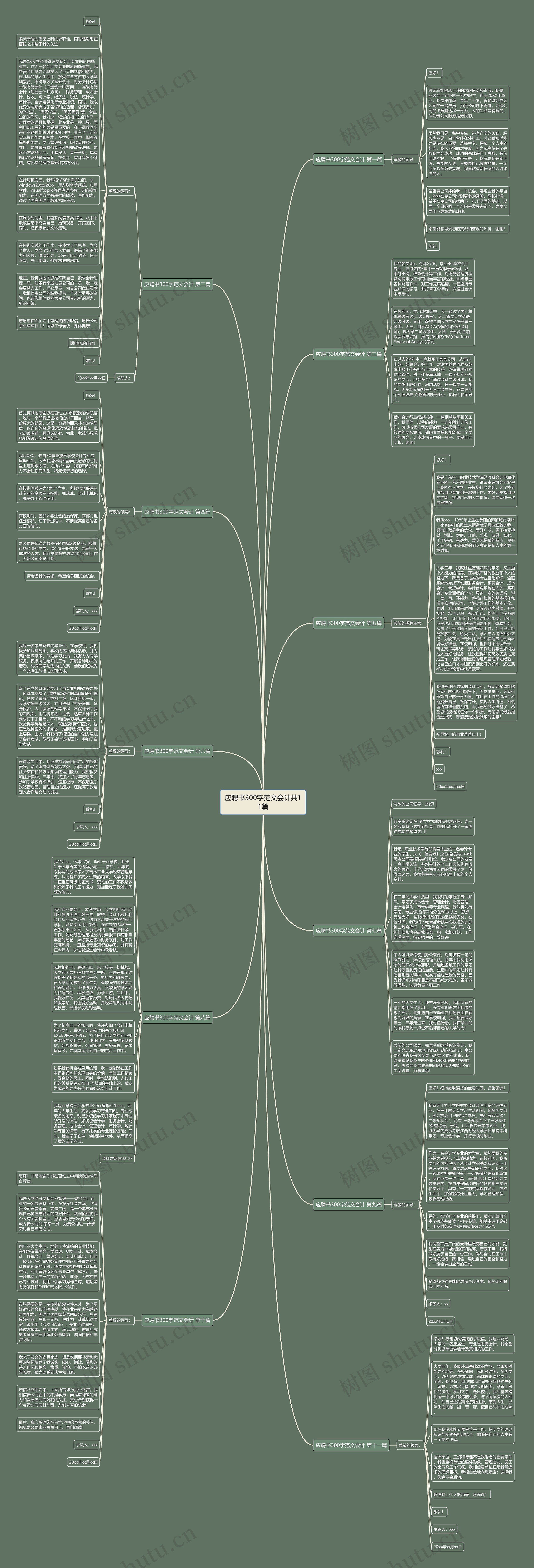 应聘书300字范文会计共11篇思维导图高清图 应聘书300字范文会计共11篇思维导图