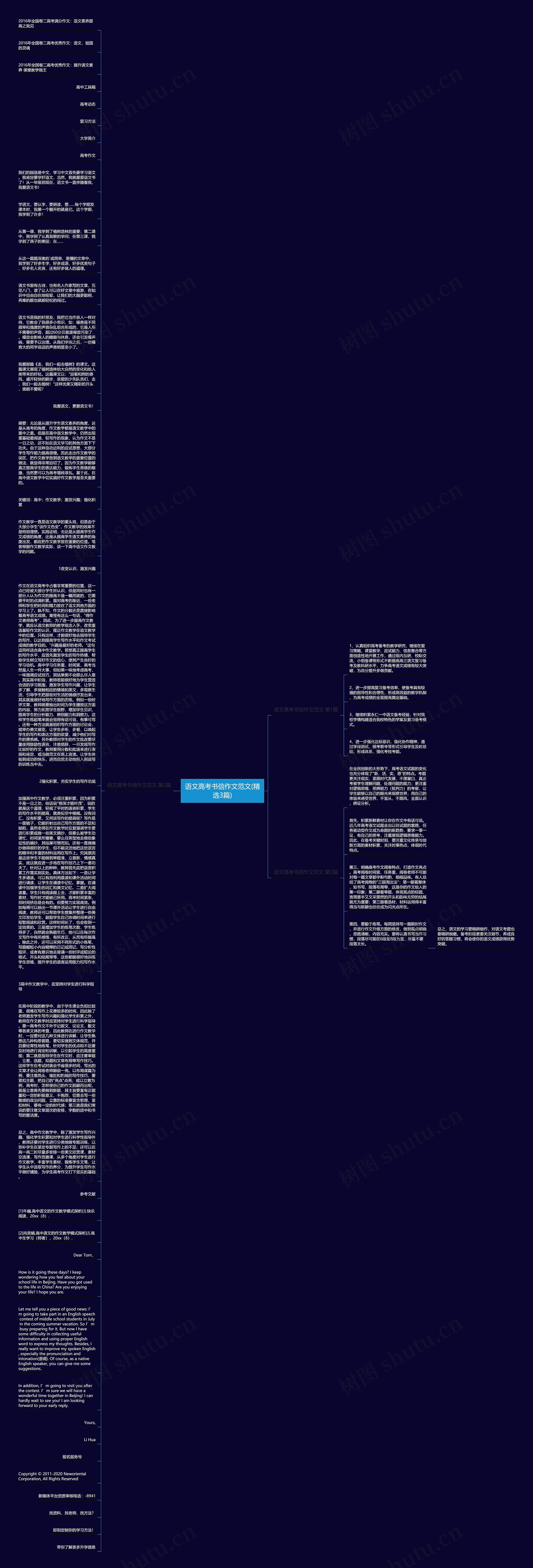 语文高考书信作文范文(精选3篇)思维导图