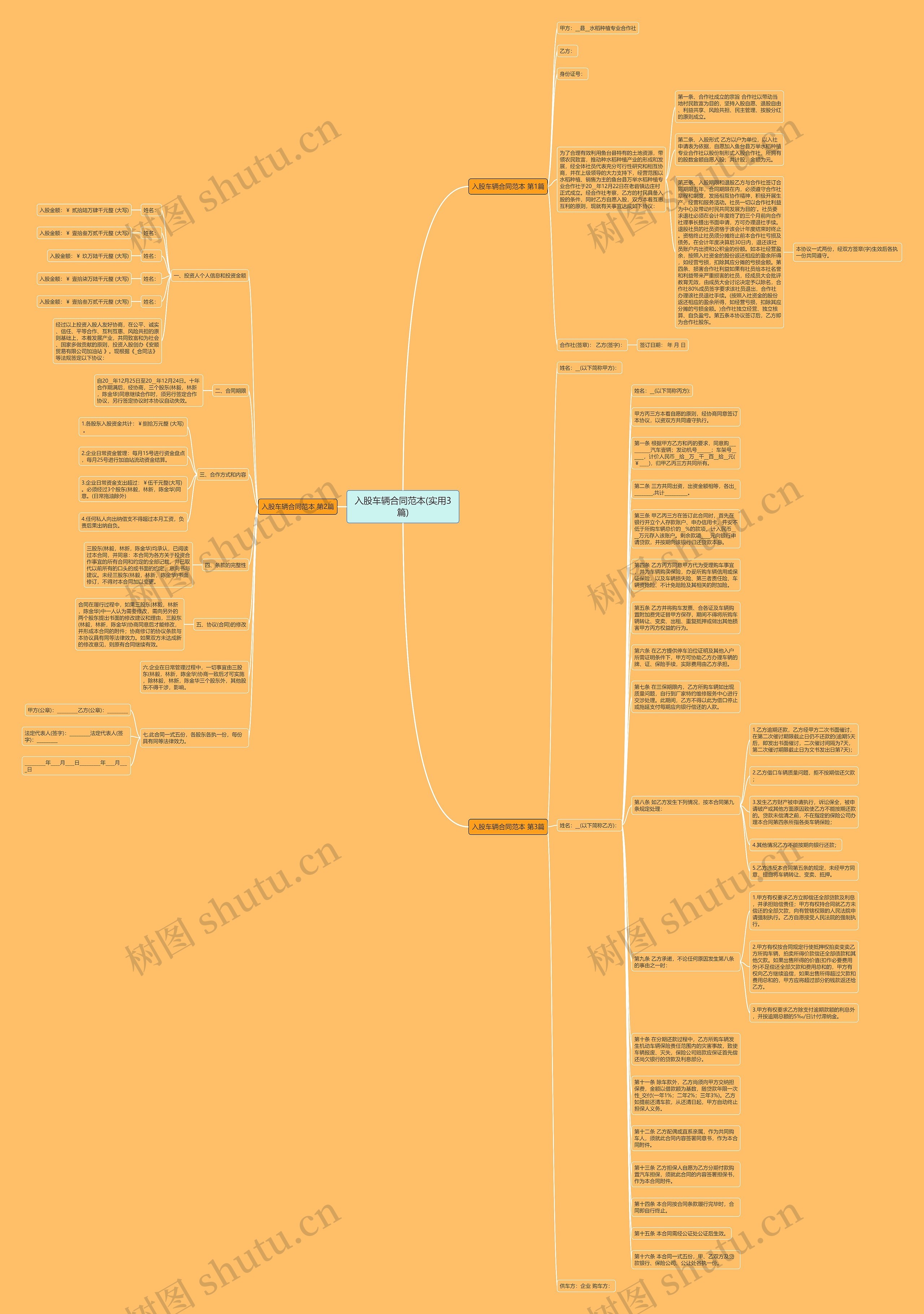 入股车辆合同范本(实用3篇)思维导图