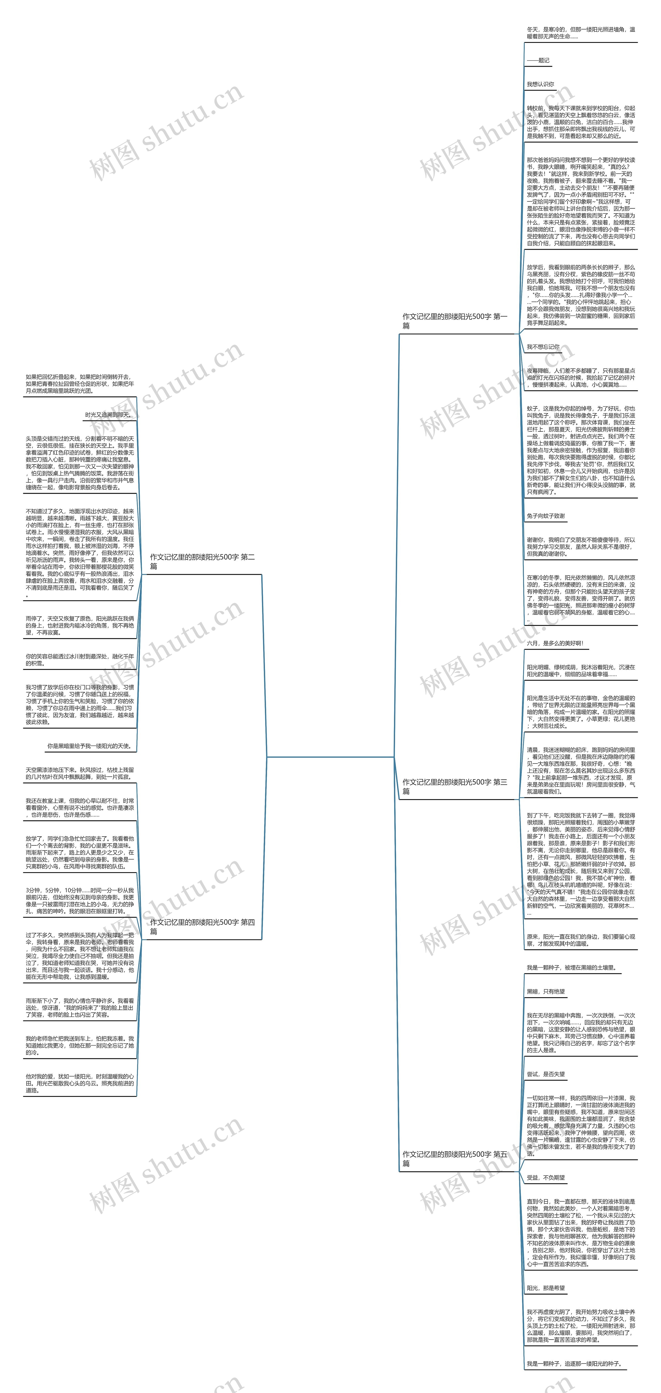 作文记忆里的那缕阳光500字(通用5篇)思维导图