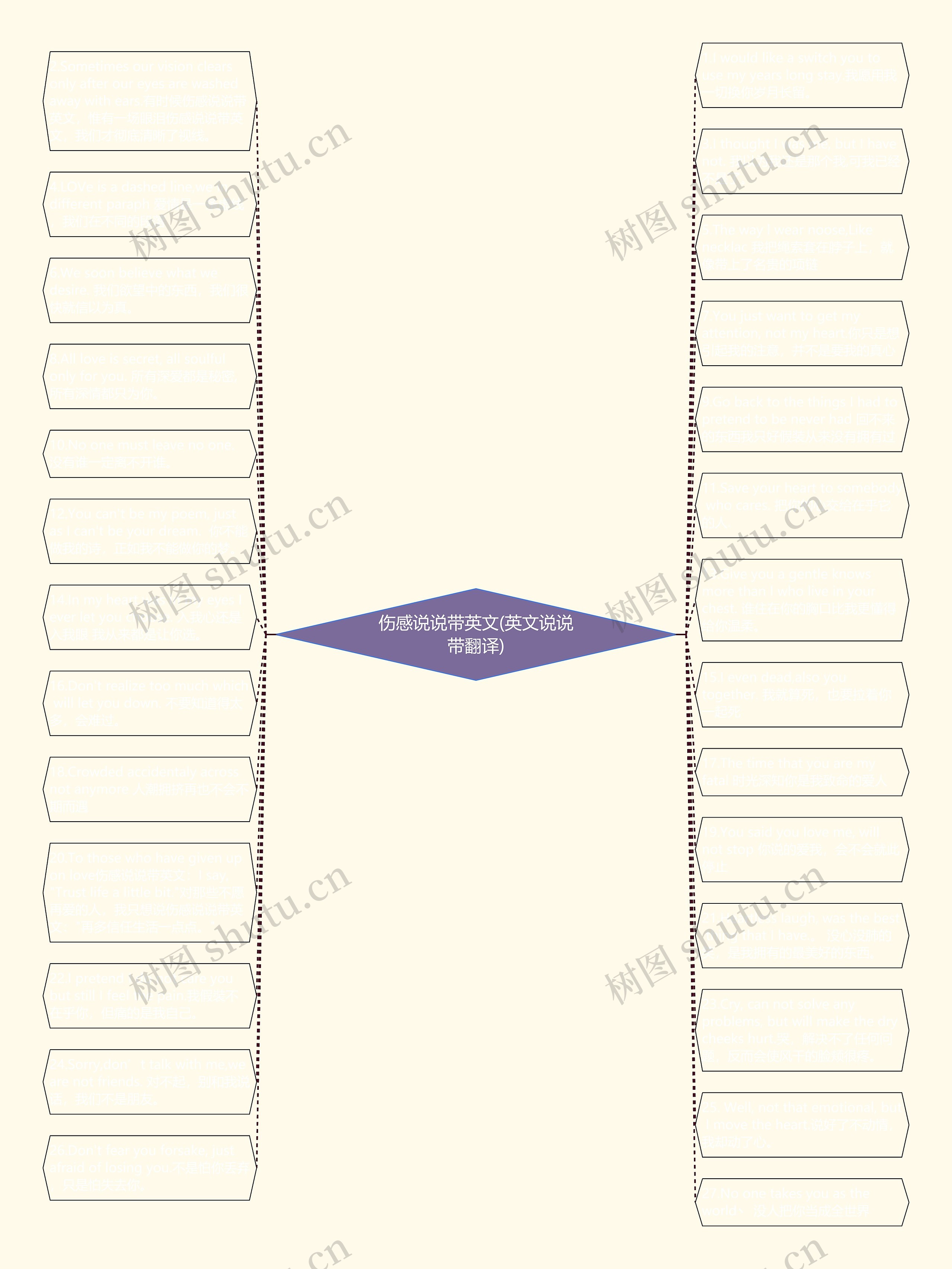 伤感说说带英文(英文说说带翻译)思维导图