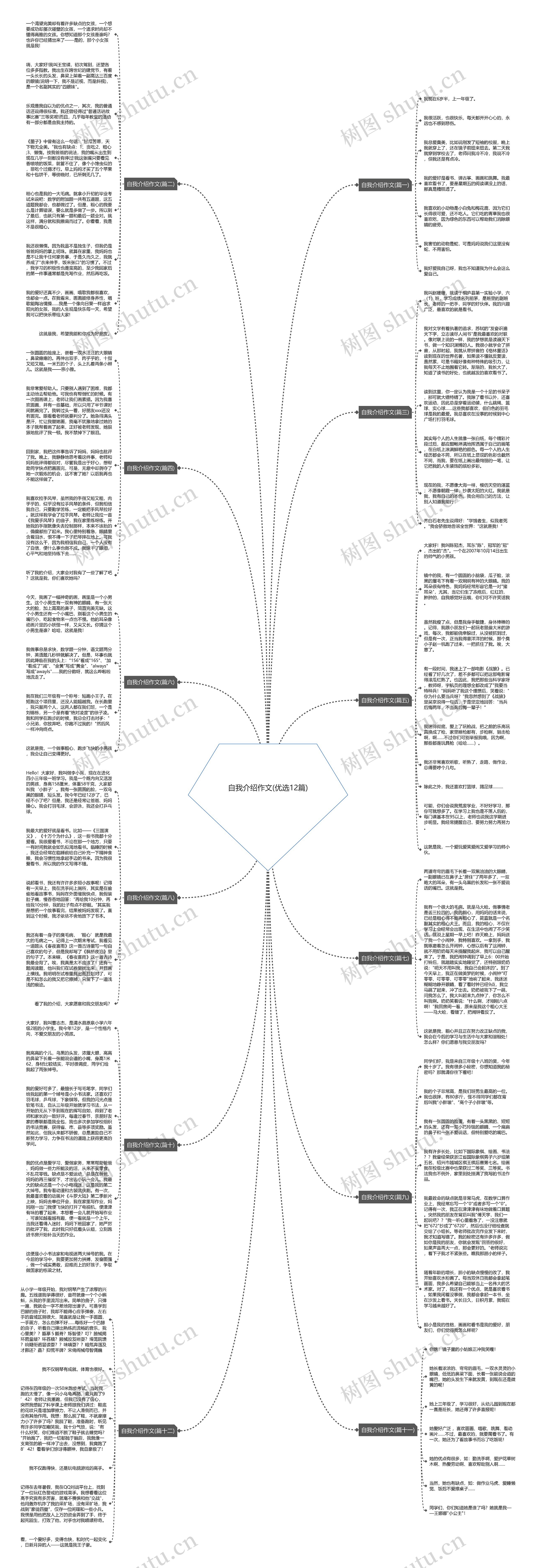 自我介绍作文(优选12篇)思维导图