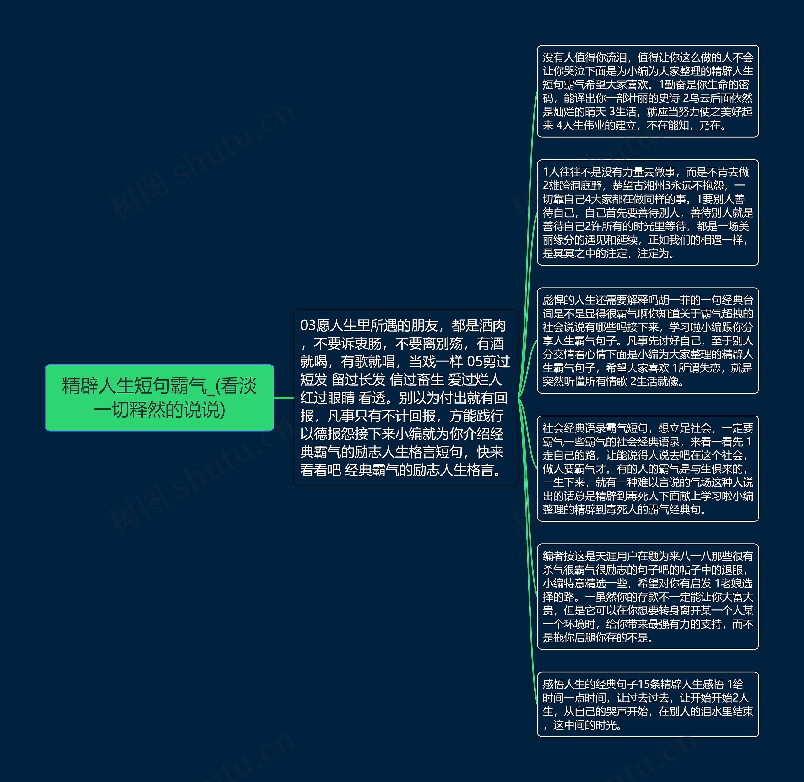 精辟人生短句霸气_(看淡一切释然的说说)思维导图