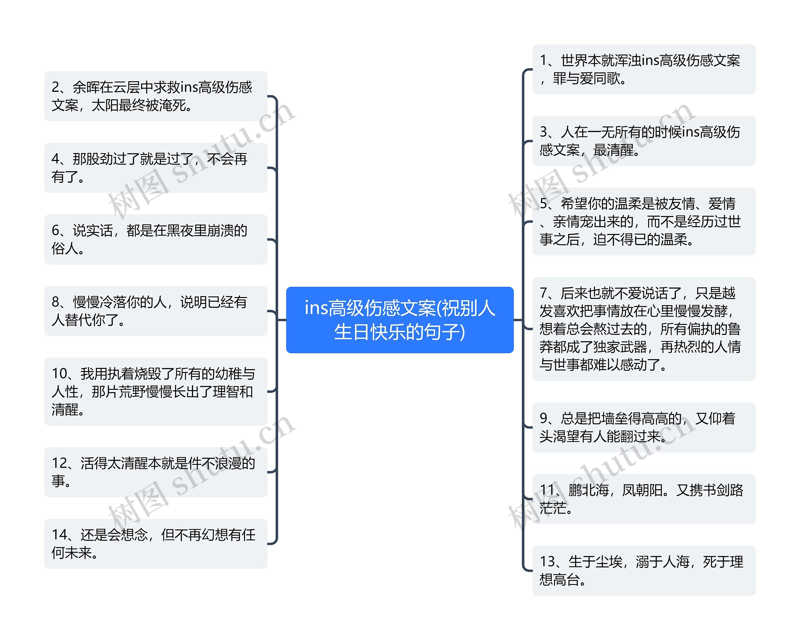 ins高级伤感文案(祝别人生日快乐的句子)思维导图