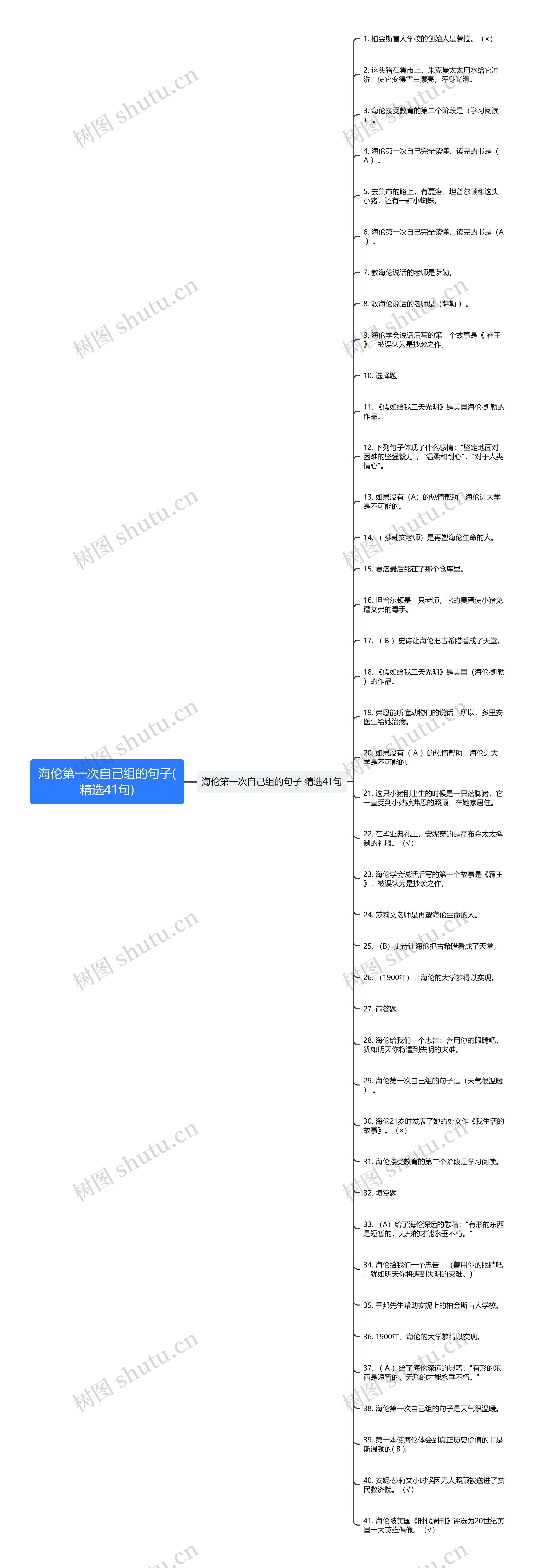 海伦第一次自己组的句子(精选41句)思维导图