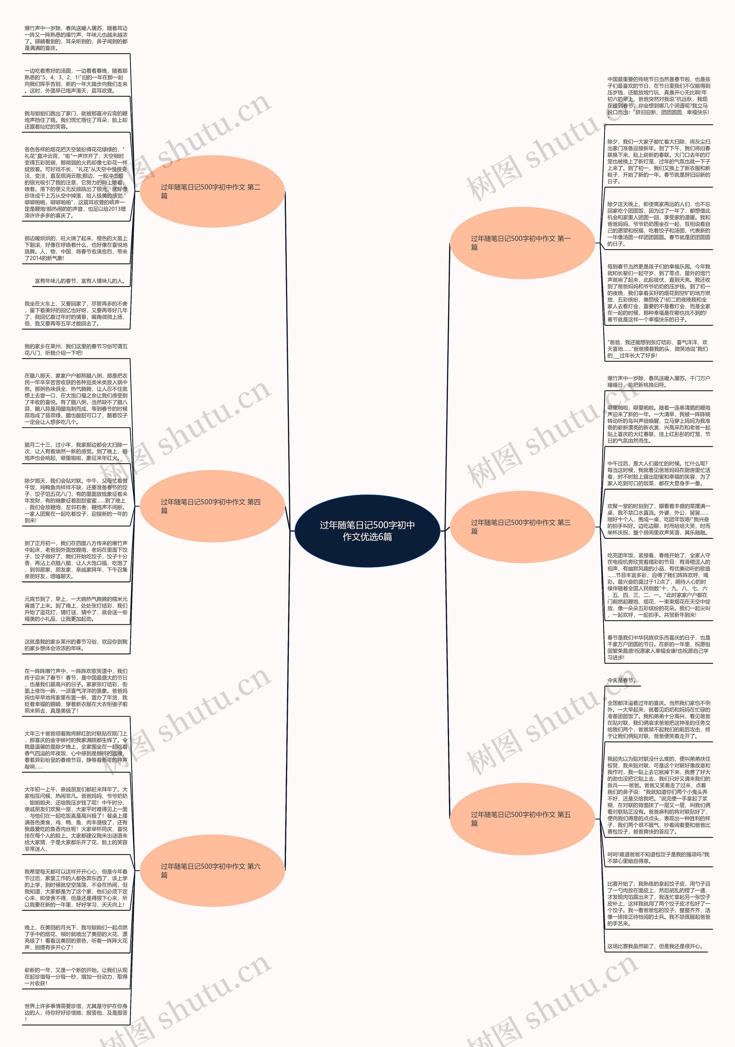 过年随笔日记500字初中作文优选6篇思维导图
