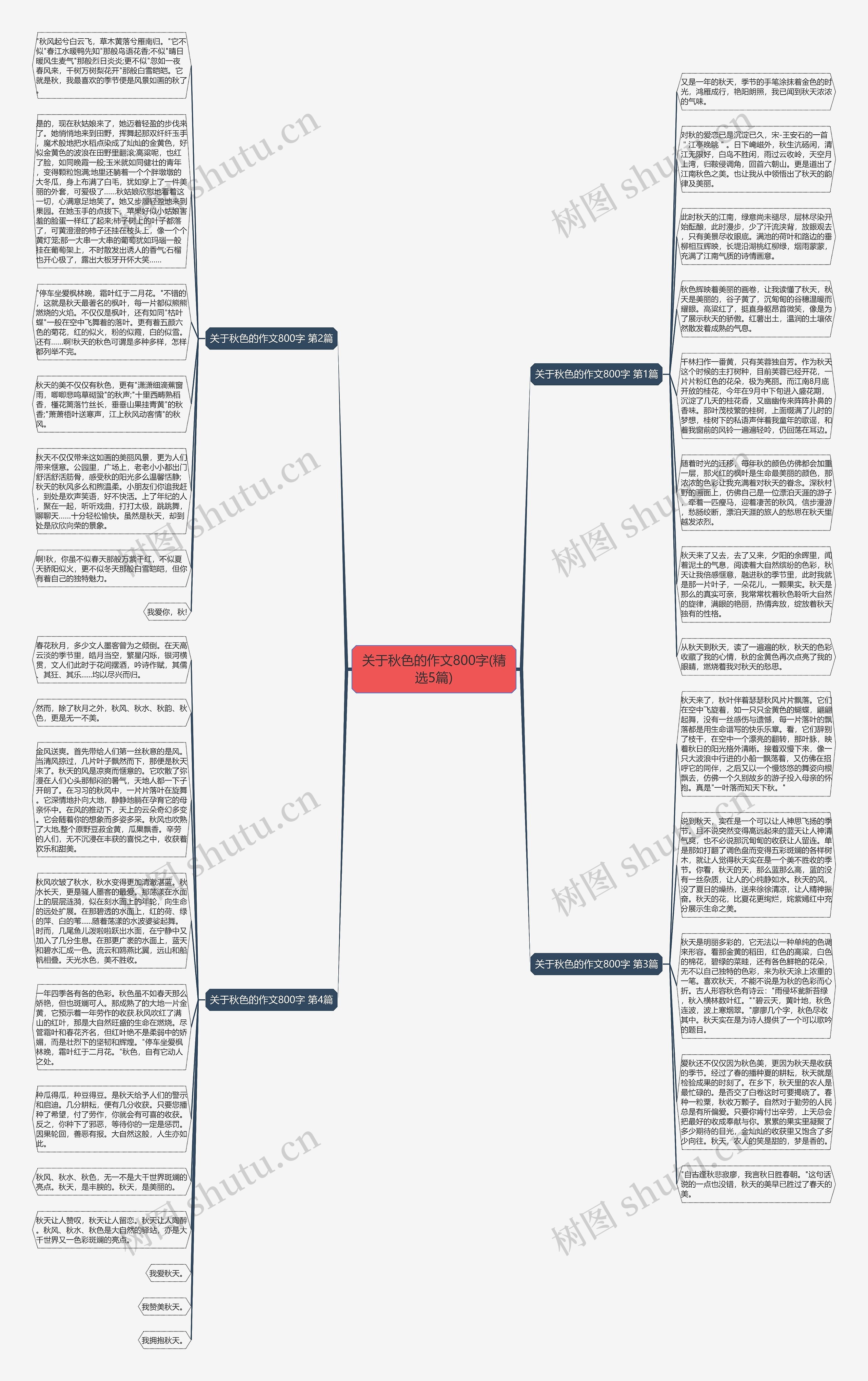 关于秋色的作文800字(精选5篇)思维导图
